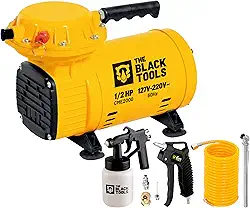 Compressor De Ar Direto Elétrico Portátil 0.5hp 127v/220v 60hz Com Acessórios Amarelo Cme2000 The Black Tools
