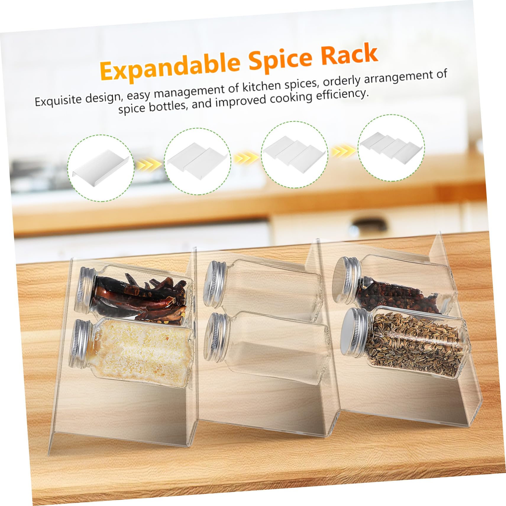 Cabilock Organizador de Especias para Cajón Expandible Acrílico 4 Piezas
