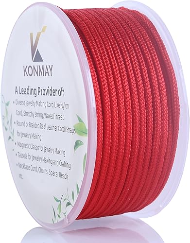 Vista 58 de KONMAY Cuerda de nailon negro de 0.024 in con estuche para pulseras, cordón de satén de nailon trenzado de 190 yardas para fabricación de joyas