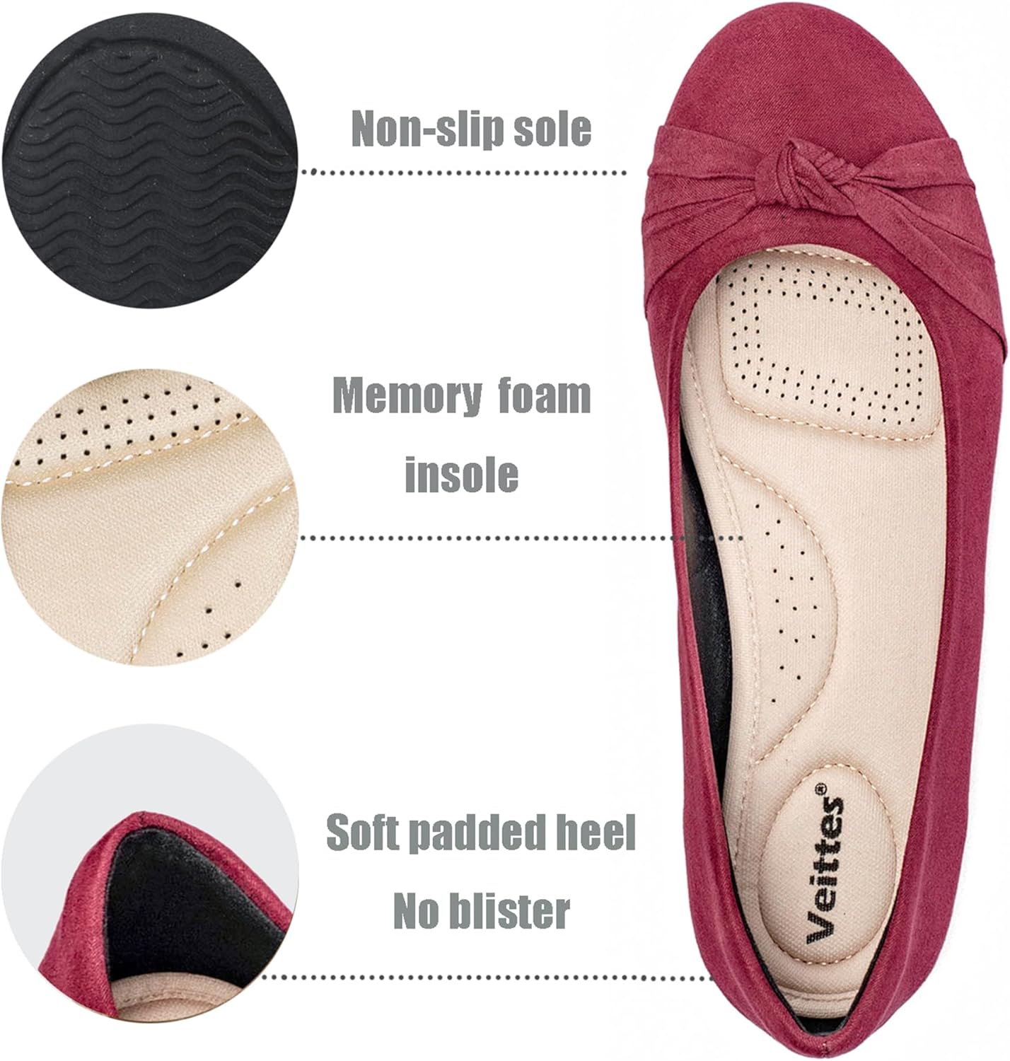 Veittes Women's Round Toe Wide Width Ballet Flats - Image 4