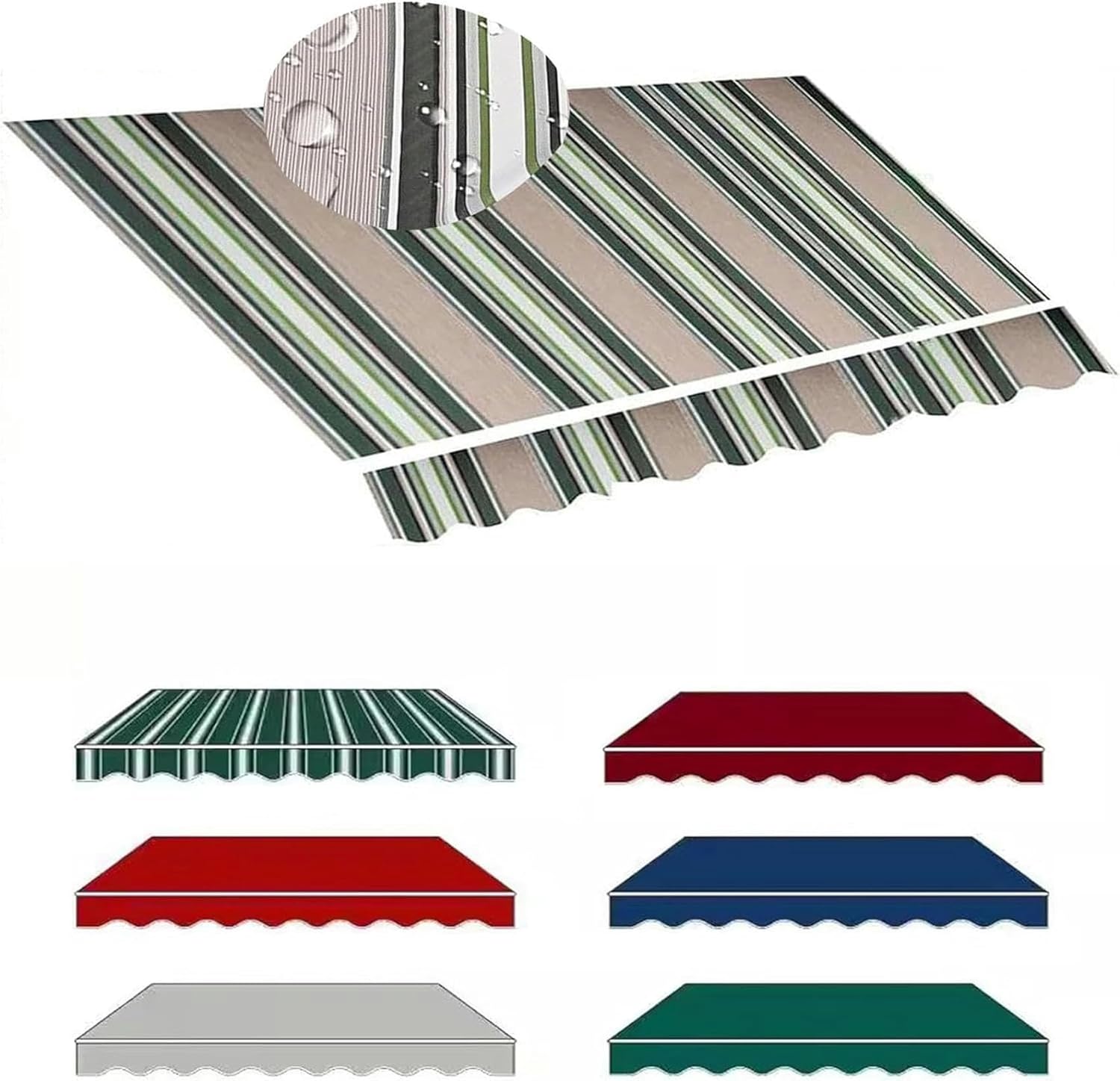 Retractable Patio Awning Replacement Fabric (Fabric Only) Waterproof Outdoor Canopy Top Cover 280g Stripes Ployester Canvas Sun Shade Shelter for Yard, Deck, Balcony(Size:8x7ft,Color:Multi Stripe)