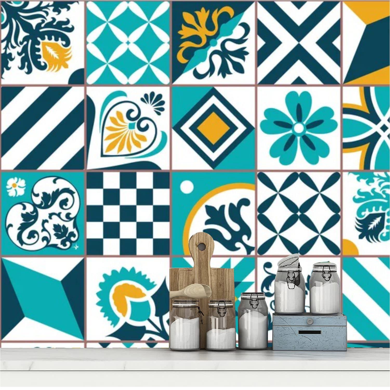 Morrocon Spanish Tile Decals - Peel & Stick -11 Morrocon Spanish Tile Decals - Peel & Stick -11