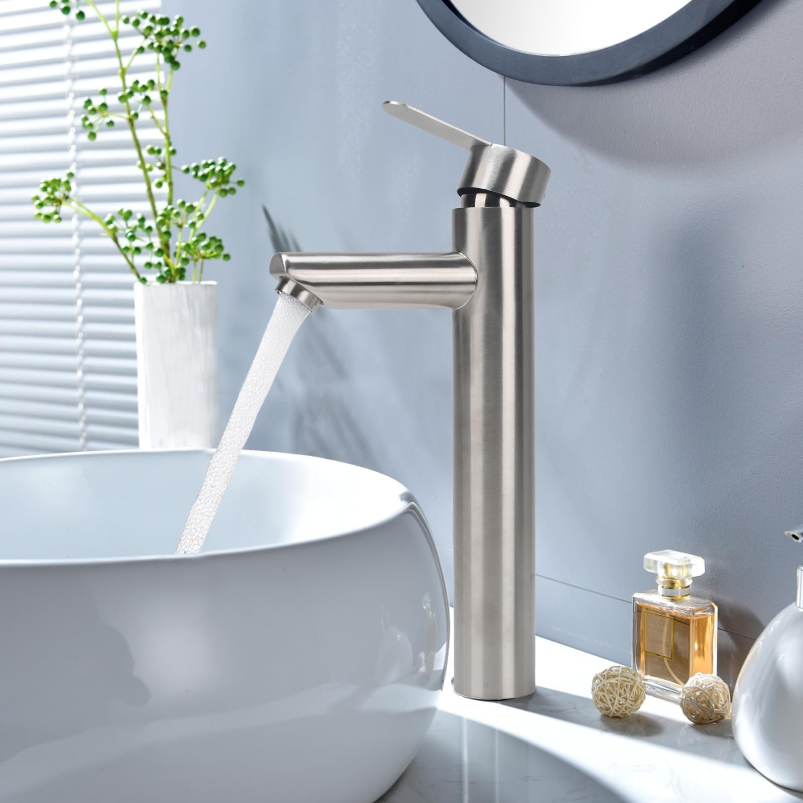 Mitigeur Lavabo Haut Robinet Salle De Bain En Acier Inoxydable 304 | Robinet de lavabo Haut Robinets Lavabo Robinets Salle Bain Contrôle de l'eau Chaude et Froide Noyau de Valve en Céramique