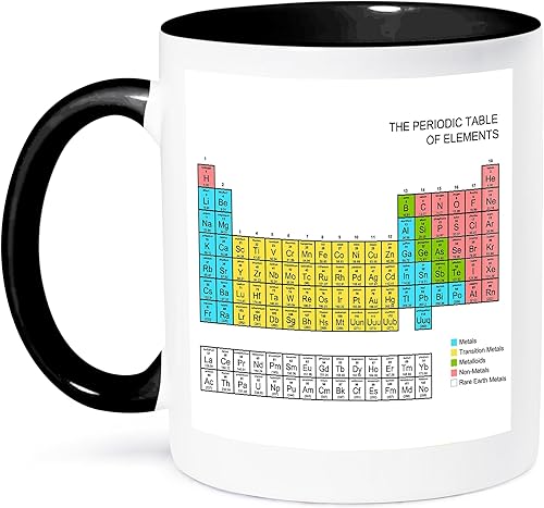3dRose mug_76645_4 "Pastel Periodic Table - Regalo educativo escolar académico para aulas de ciencia, química, física" en dos tonos, color negro, 11