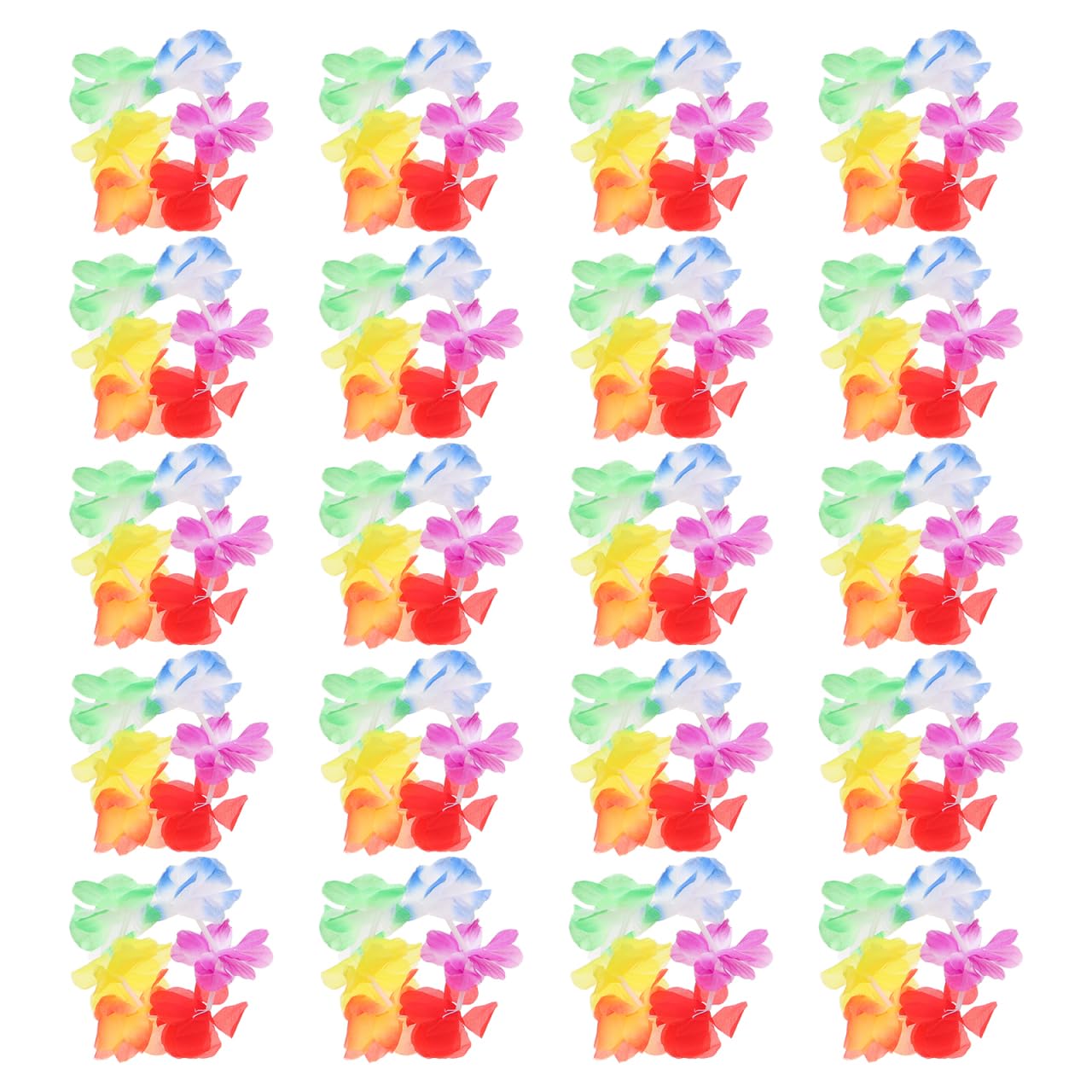 UKCOCO 20 Pcs Hawaiian Flower Leis Wristbands (10 Pairs) - Elastic Hula Garland Bracelets for Beach Party, Hen Do & Festival - Tropical Fancy Dress Costume Accessories & Party Favours (Multicolour)
