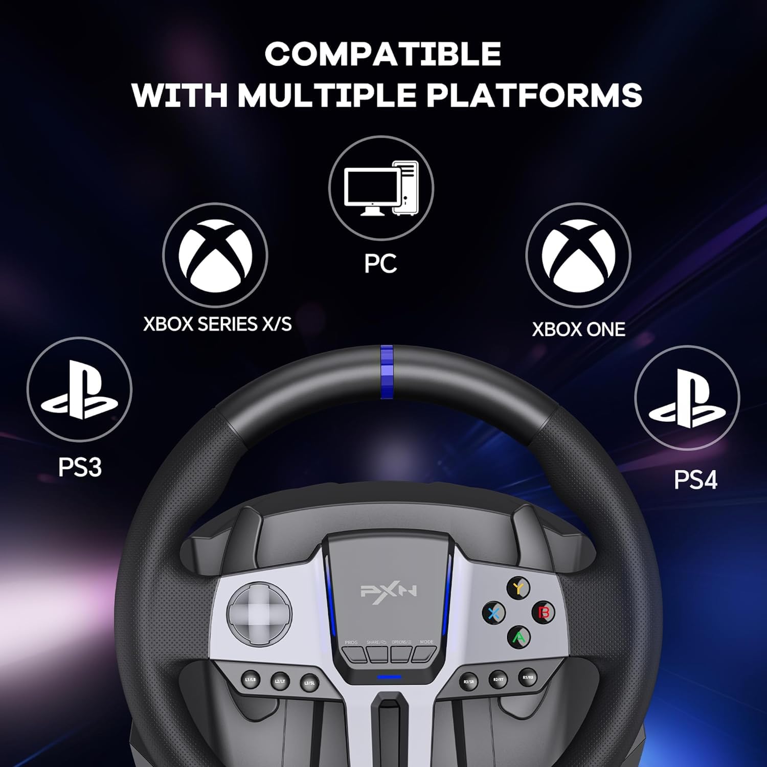PXN V9 Gen2 - Volante de carreras con vibración de 270°/900° con cambio y pedal para PS4, PC, PS3, Xbox Series X|S, Xbox One