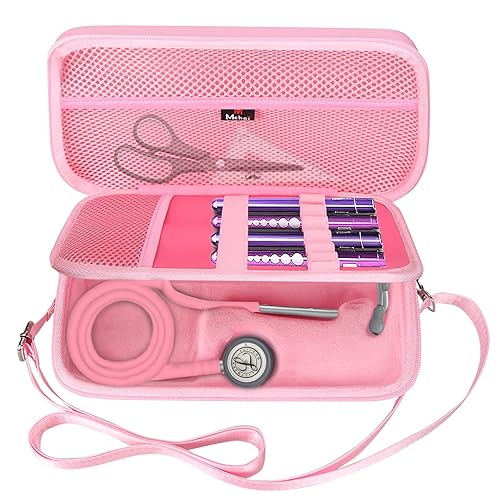 Miniatura 10 de Mchoi Estuche para estetoscopio con ranuras, adecuado para estetoscopio 3M Littmann Classic III, espacio adicional para vendaje médico, tijeras y