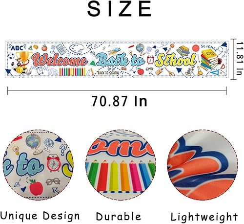 Miniatura 3 de Camino de mesa de regreso a la escuela, 14 x 72 pulgadas, camino de mesa de regreso a la escuela, camino de mesa de bienvenida a la escuela,