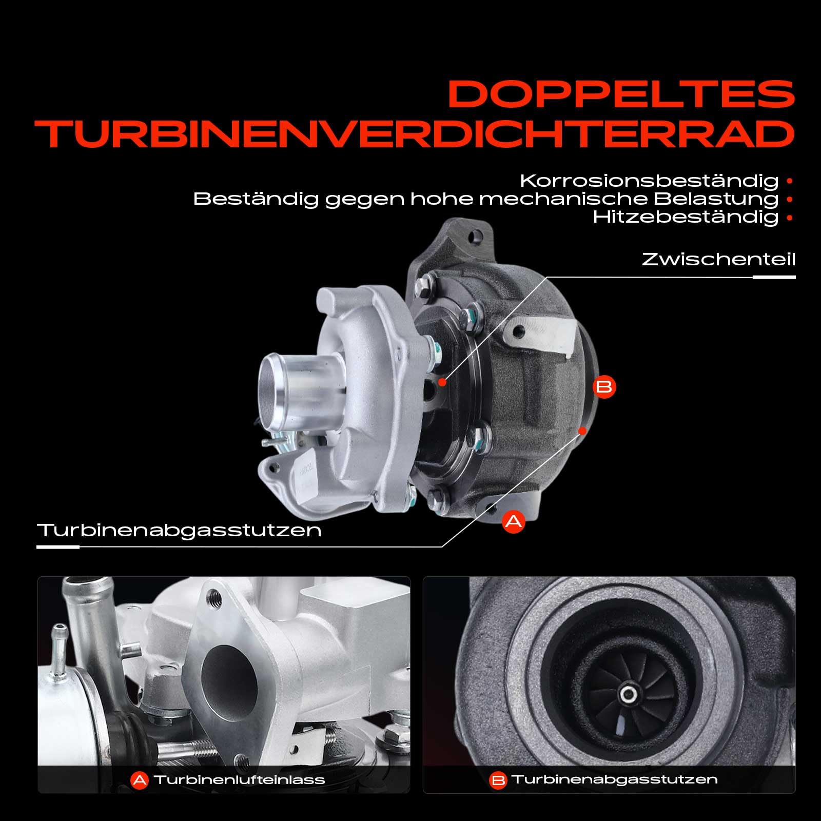 Frankberg Turbocompressori Compatibile con cono 955 2009-2018 Aveo T300 2011-2015 Doblo 263 2010-Oi Fiorino 225 2009-Oi Idea 350 2008-2012 Sostituisci# 5435-970-0027