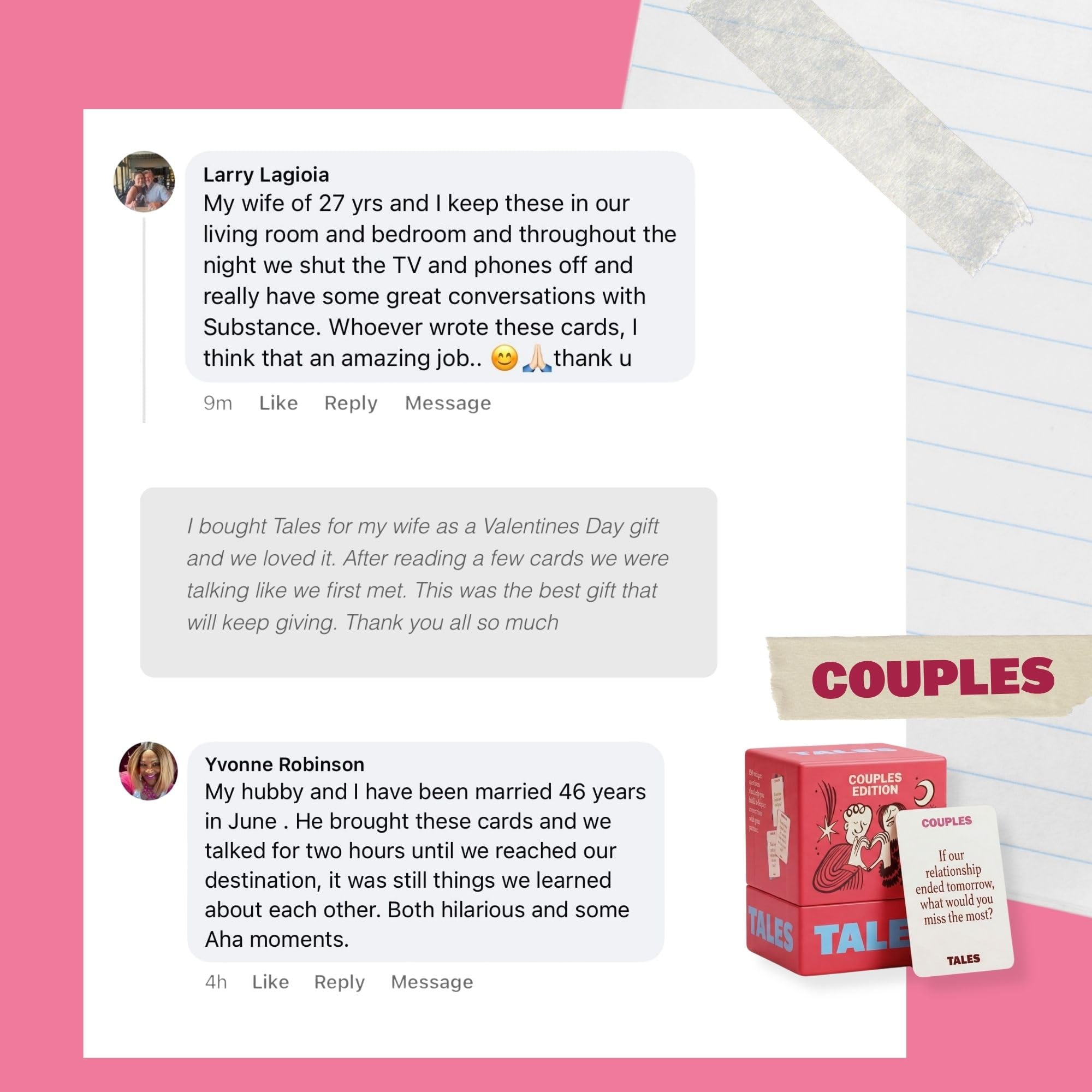 Tales Tarjetas de iniciación de conversación, edición para Parejas, Juegos de Parejas para Adultos, Ideas para Citas nocturnas, Regalos, Aniversarios y Tiempo de Calidad Juntos,
