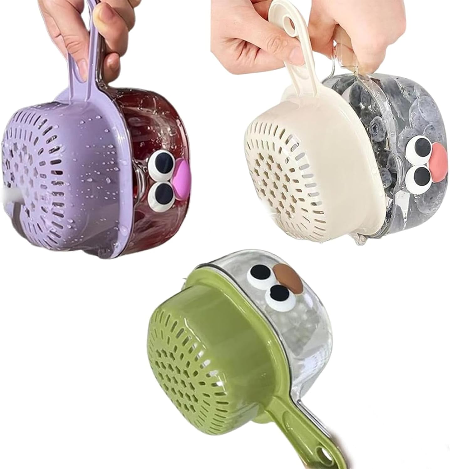 Multipurpose Kitchen Tool Combining Bowl and Strainer with Easily Grip Handle Suitable for Space Saving Storage Colander