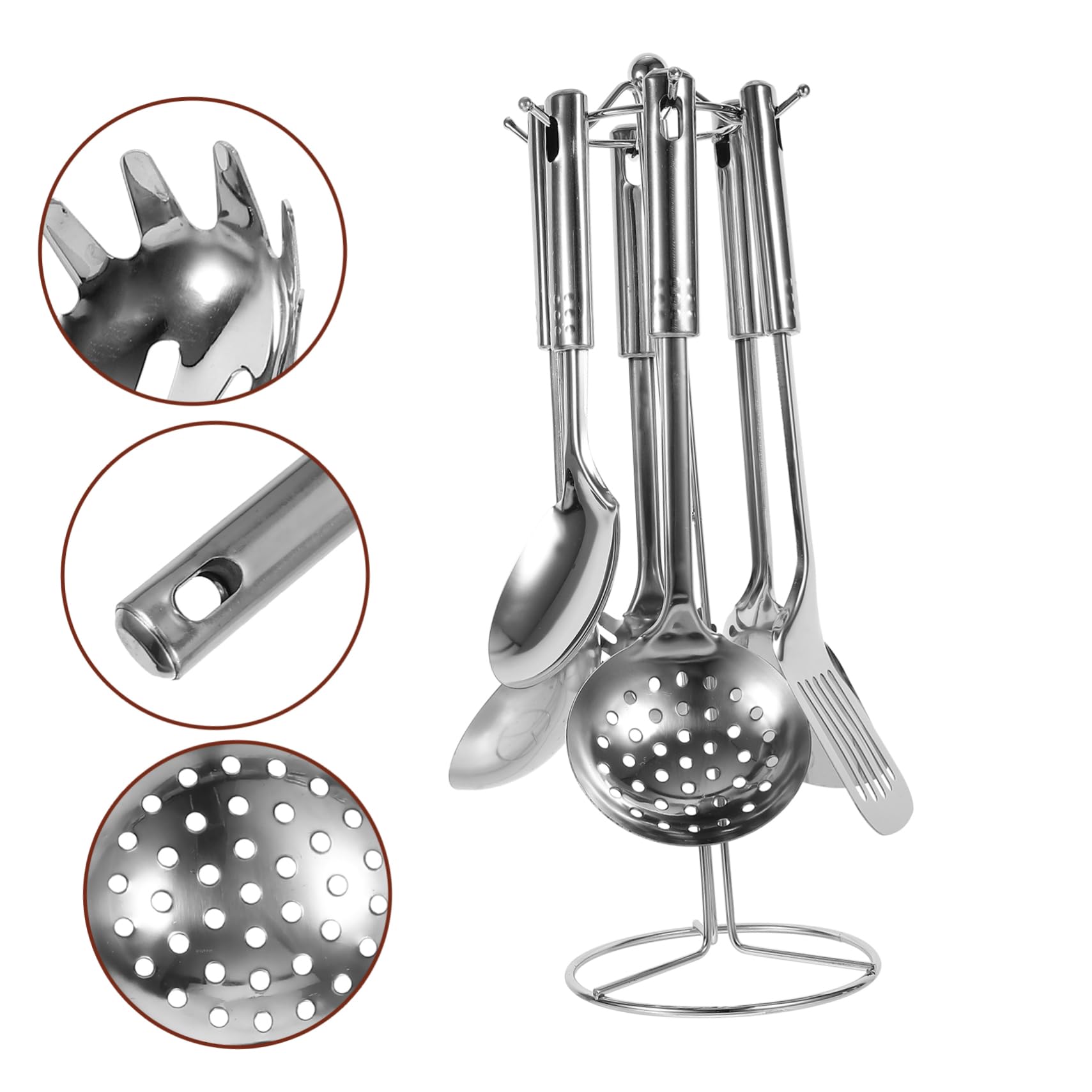 PRETYZOOM 6pièces Ustensiles Cuisine Acier Inoxydable avec Support de Rangement pour Maison