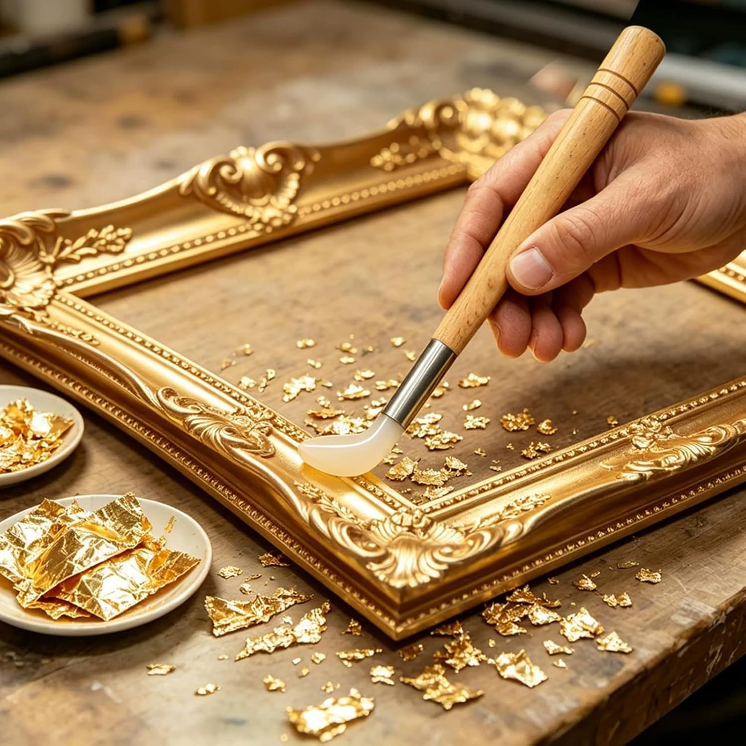 Herramienta Bruñidora De Ágata con Mango De Madera, Puntas Planas, Angulares Y Redondas, Kit De 12 Piezas para La Fabricación De Joyas, para Bruñir Pan De Oro, Tallar Madera Y Pulir Metales