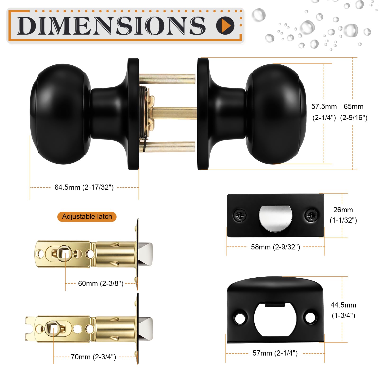 Probrico Black Matte Door Knobs - 6 Pack -7