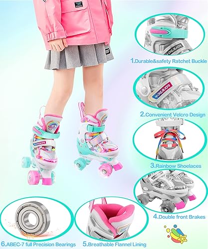 Miniatura 4 de 4-Pejiijar - Patines ajustables para niños y niñas de 3 a 6 años, con ruedas luminosas, para regalos de cumpleaños y Navidad