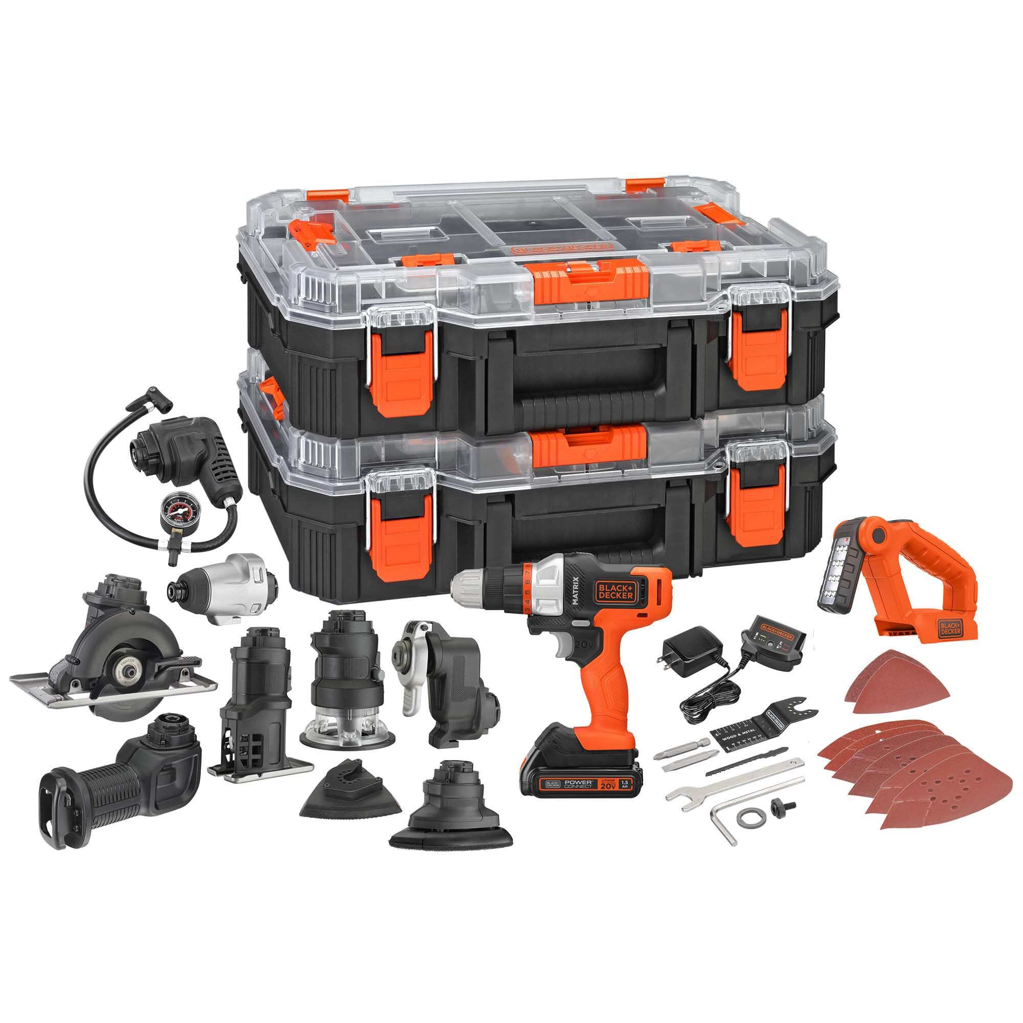 MATRIX 20V MAX Power Tool Combo Kit, Cordless Power Tool Set with Battery and Charger Included, 10 Piece (BDCDMT1210KITC1