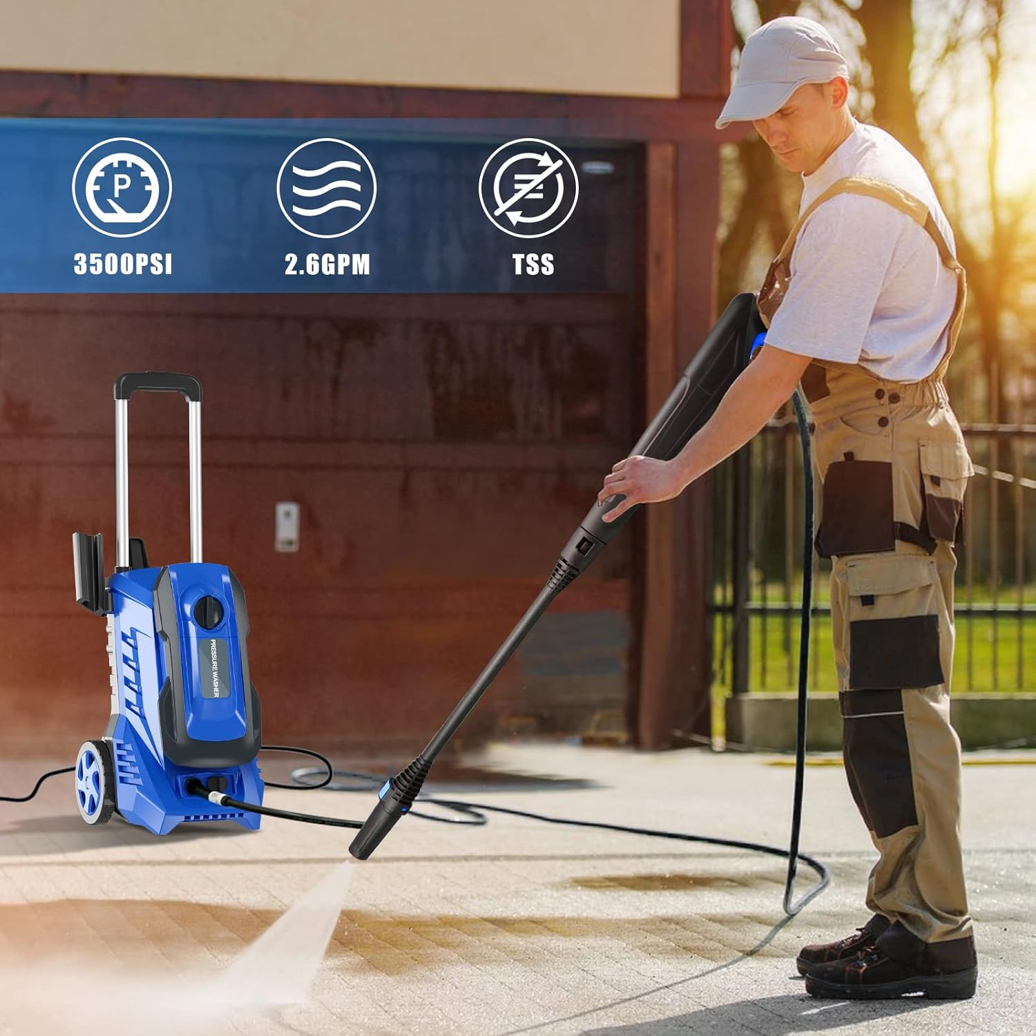 Power Washers Electric Powered - 3500 PSI 2.6 GPM High Pressure Washer for Car Cleaning Machine with Adjustable Spray Nozzle Foam Bottle and Hose Reel Home Driveway Patio Deck : Patio, Lawn & Garden