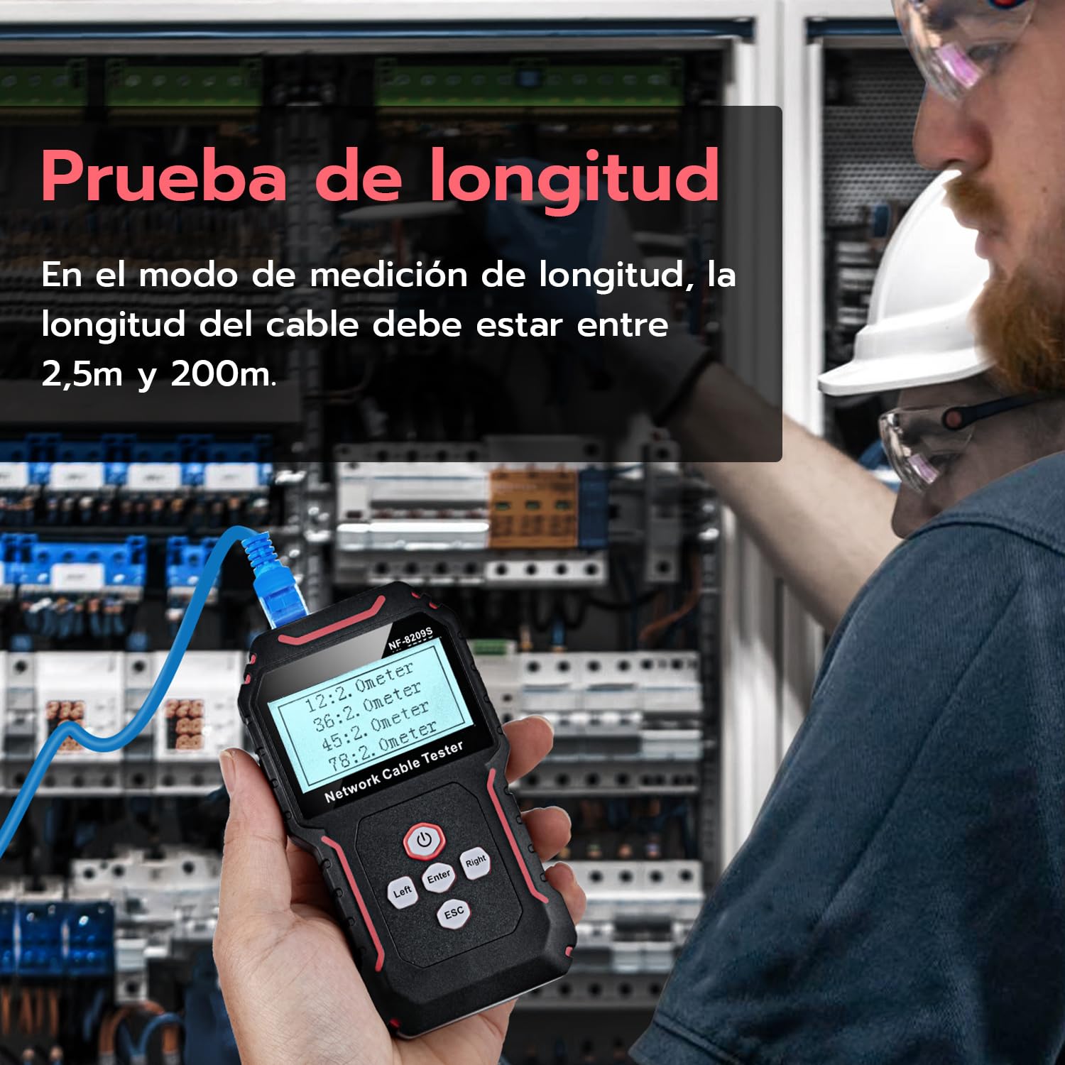 Mcbazel Probador de Cable con POE, Detector de Cable con Pantalla LCD, Rastreador de Cable Avanzado, Probador de Cable de Red NVC para CAT5 y CAT6