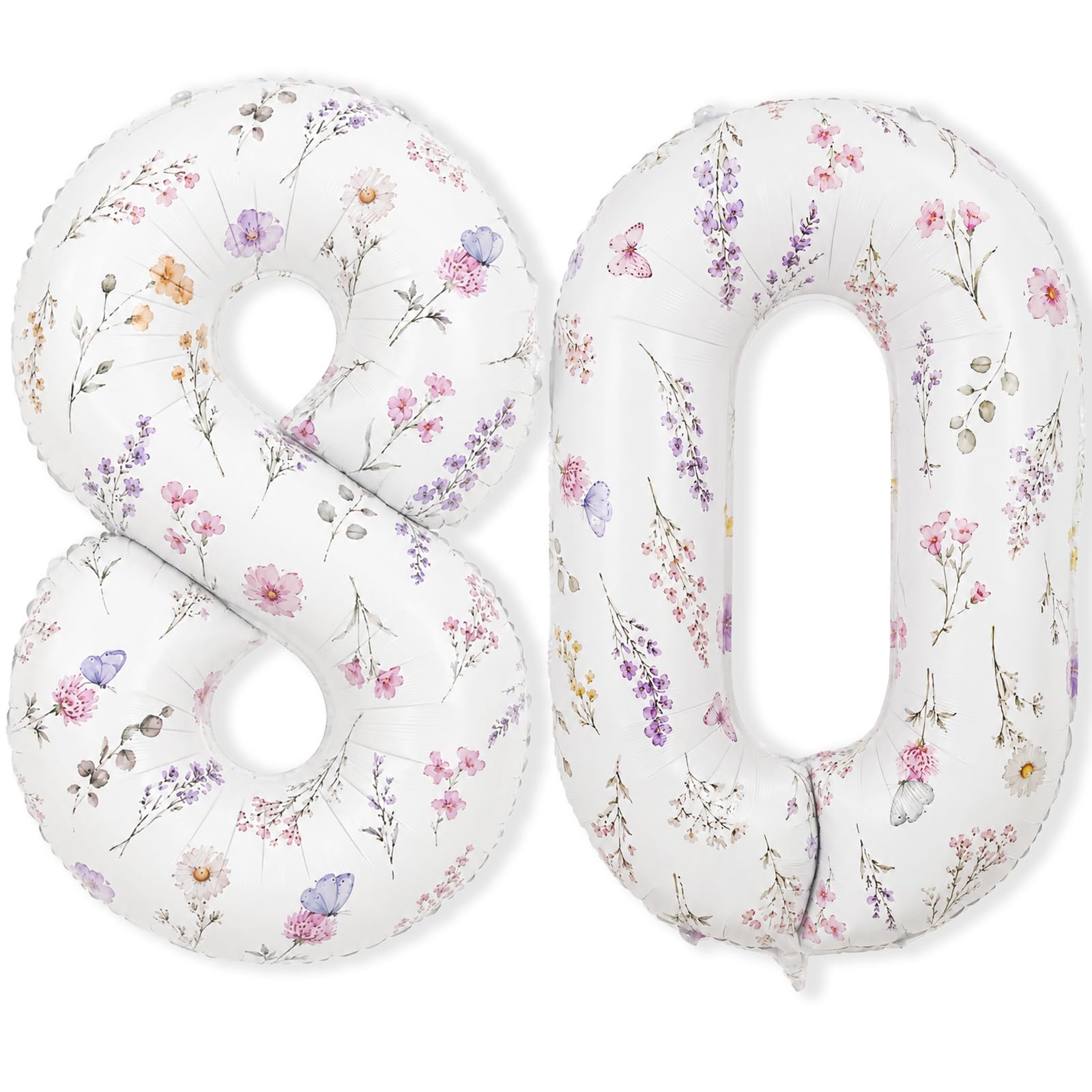 Wildflower Number 80 Balloon for Flower 80th Birthday Party Decorations