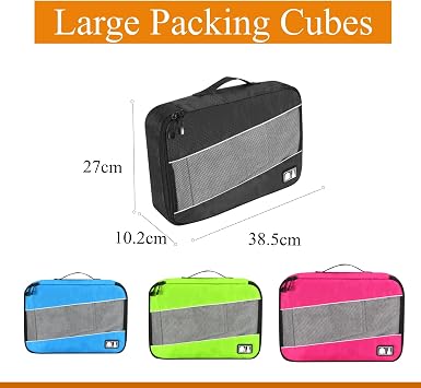 Packing Cubes for Suitcases,SWEDOU 4pcs Large Packing Cubes Luggage Carry-On Suitcase Oragniser Bags for Travel Waterproof Storage Bag for Clothes (4color)