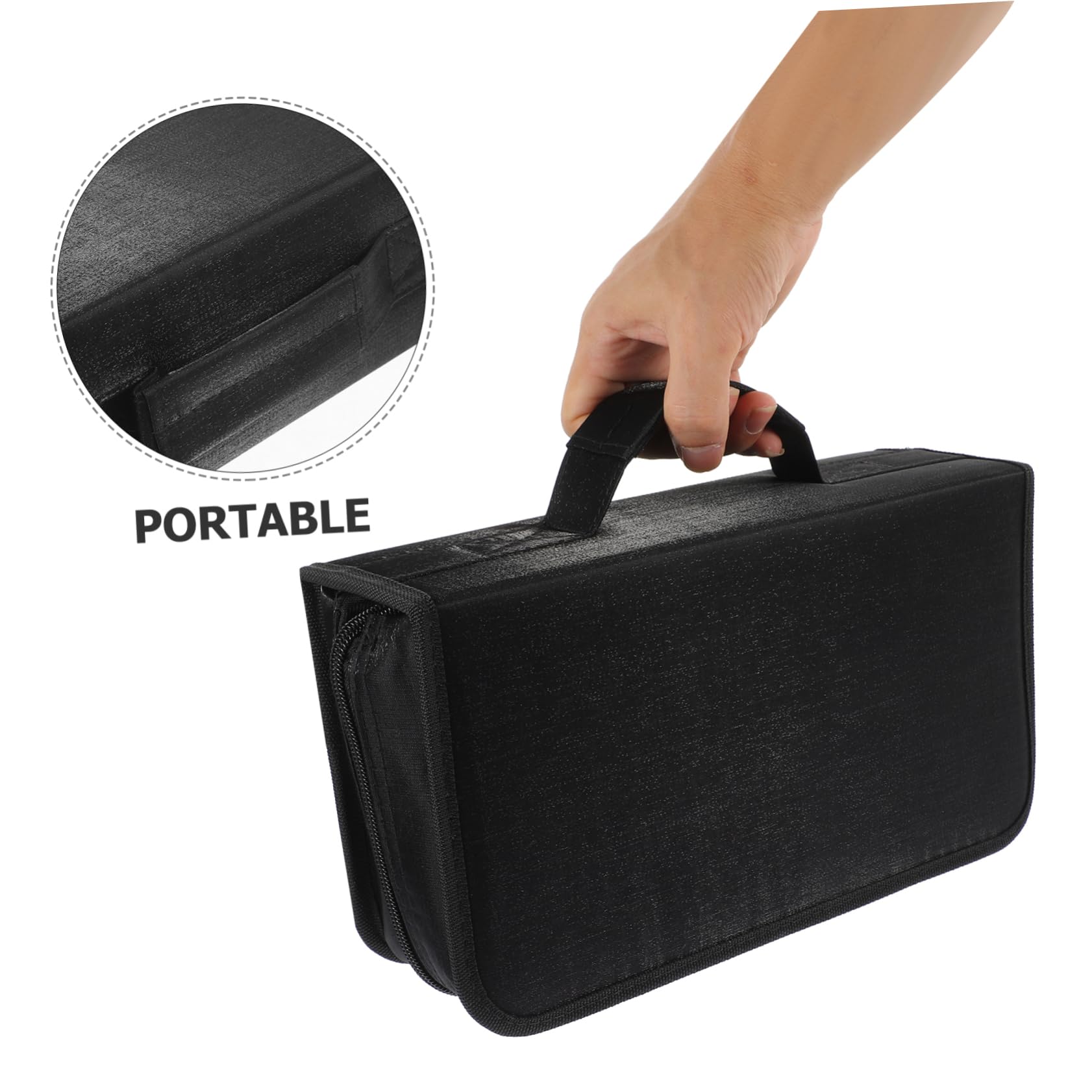 Porta CD Mercerizzato 128 Pezzi, Custodia per Dvd Cerniera Scivolevole, Borsa per Dischi Portatile e Resistente