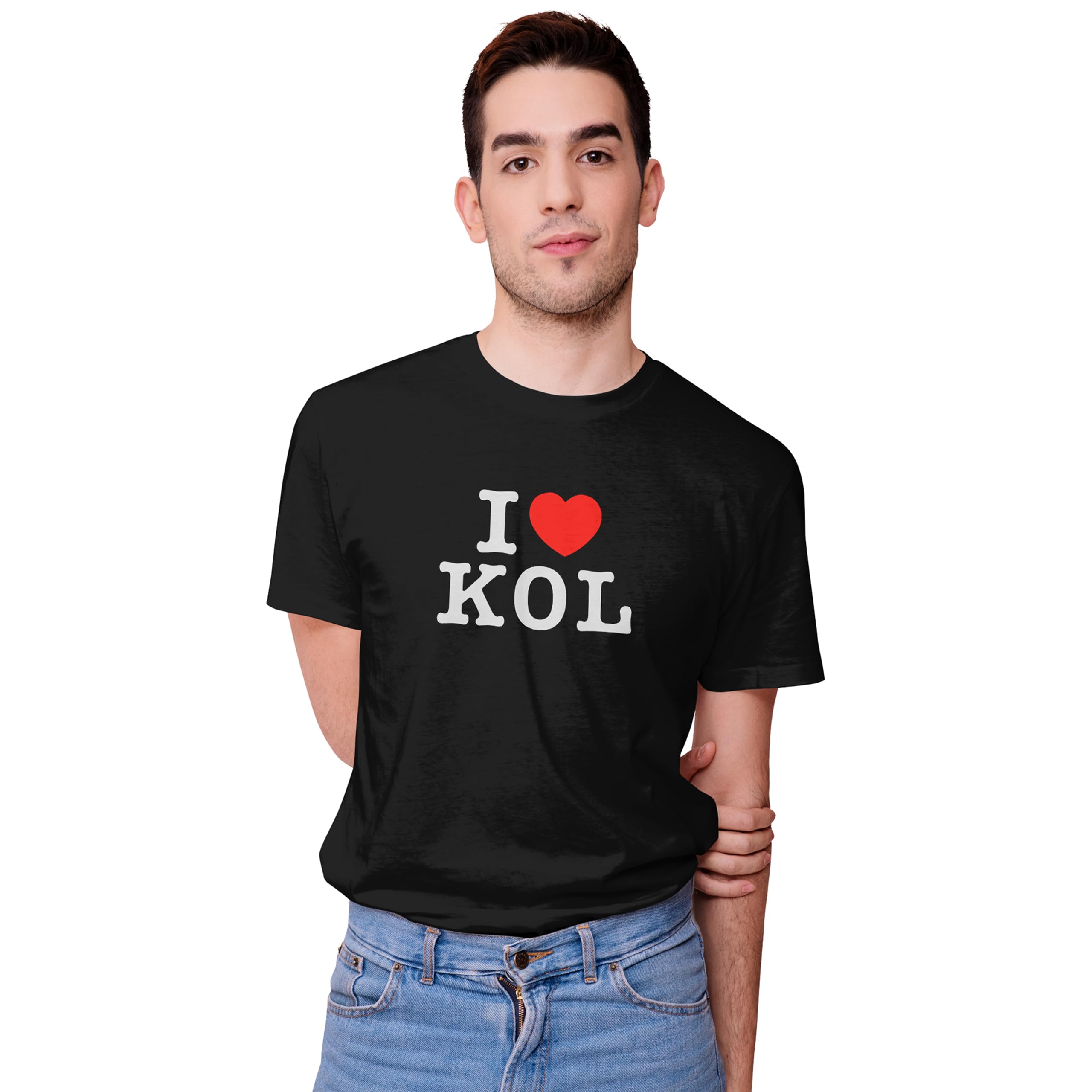 Men's Cotton I Love KOL Kolkata Graphic City Travel T-Shirt