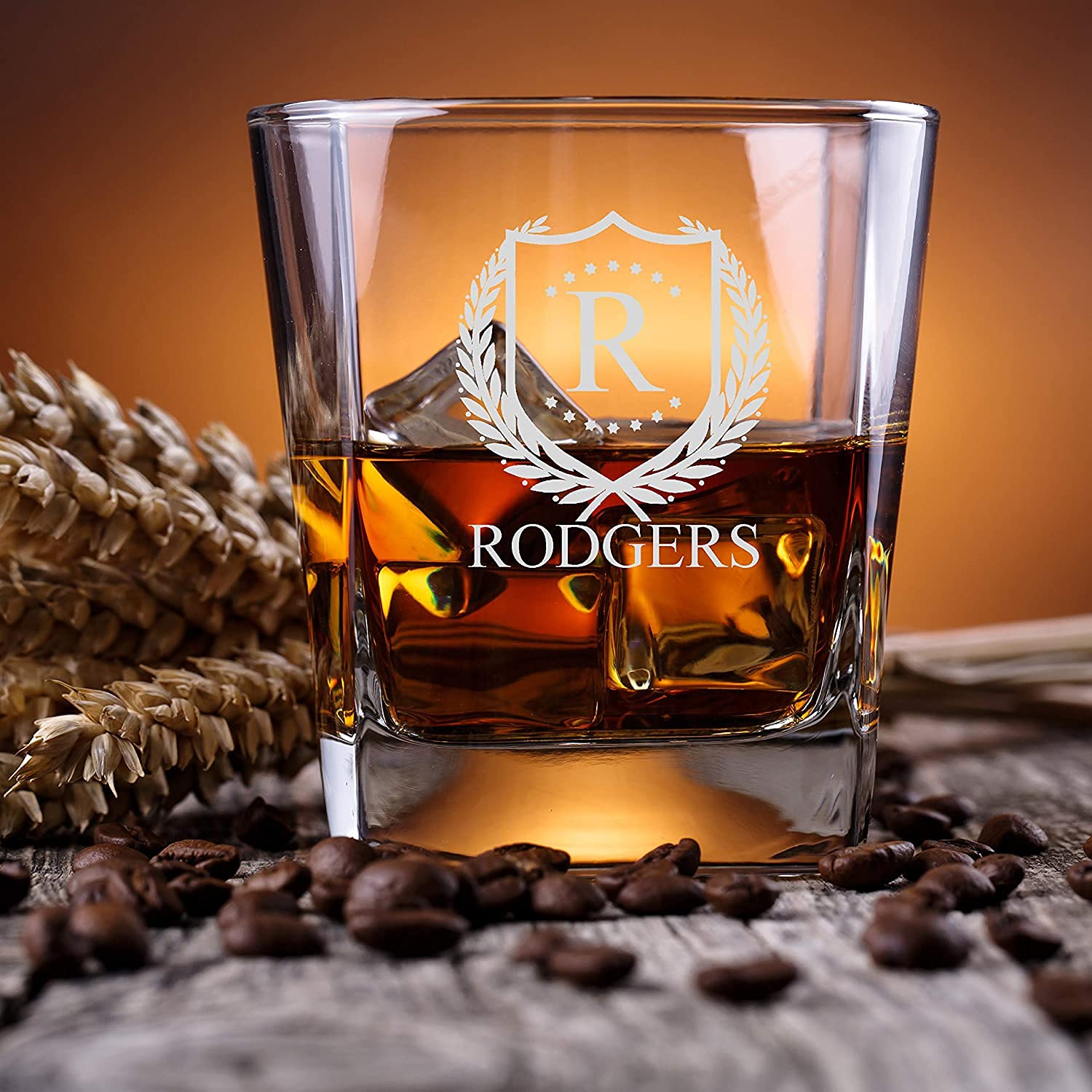 Personalized Shaped 3 piece Whiskey Decanter Set Decanter and 2