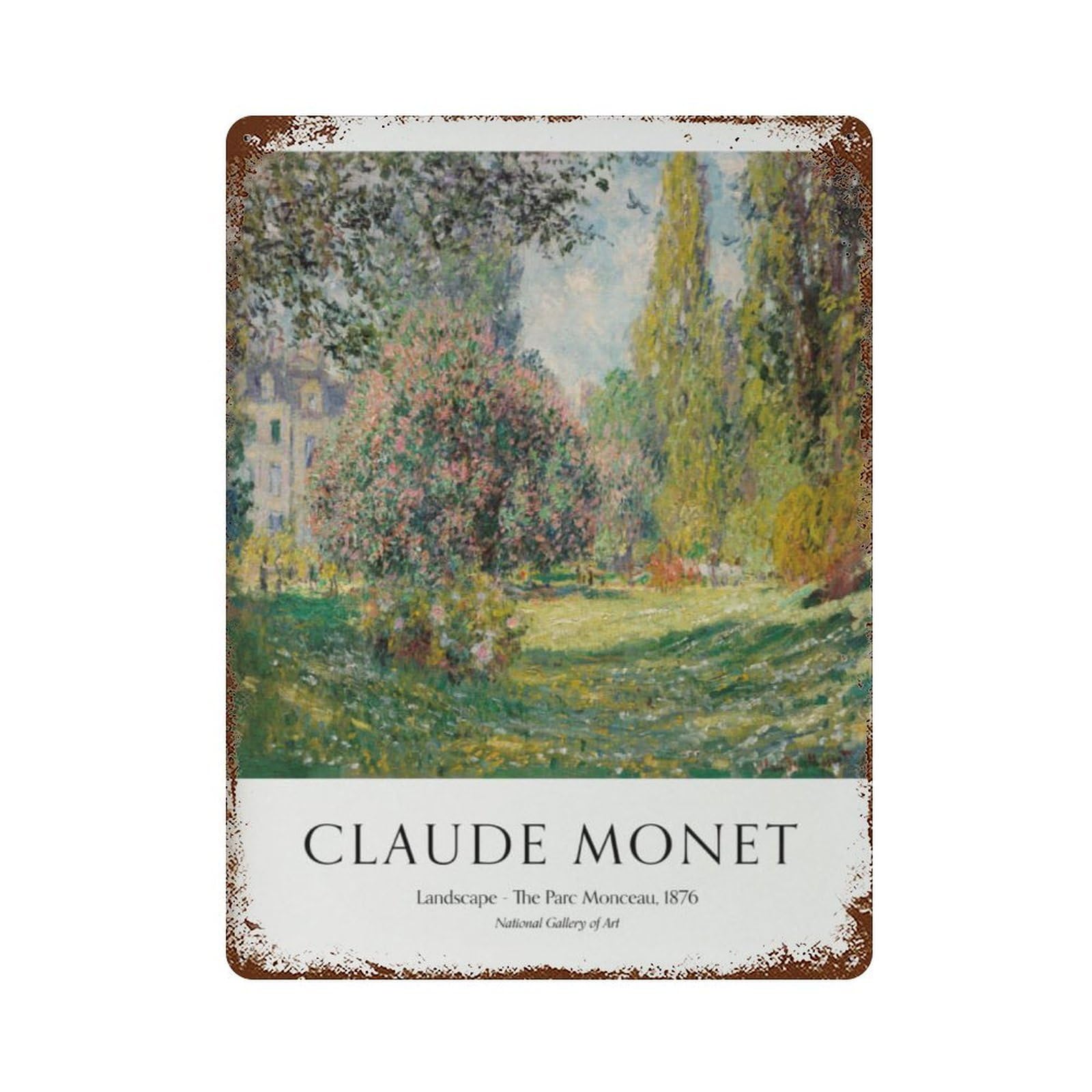 xiaoxiaoshen Monet Parc Monceau Landscape Wall Decor Art Metal Tin Poster Modern Home Decor Art Home Bar Shop Decorations Vintage Sign 40x30cm