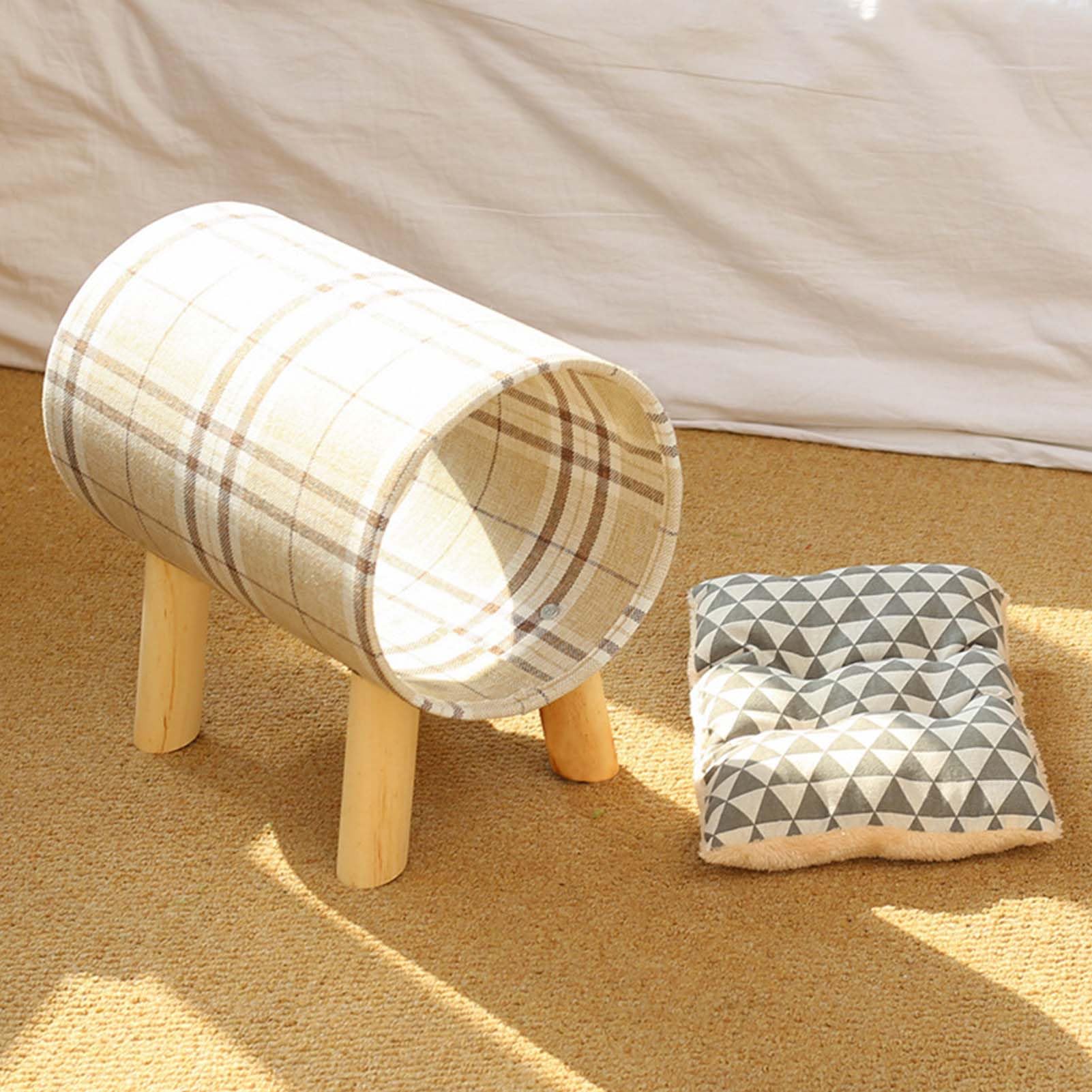 Cama túnel para gatos con patas de madera, túnel elevado extraíble para todas las estaciones, cómoda cama para gatos y perros pequeños