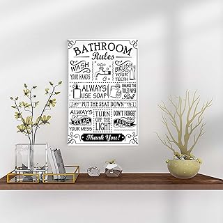 9W Vintage Bathroom Rules Art Print Canvas Poster Bathroom Rules Sign Wall Art Decor For Home Office