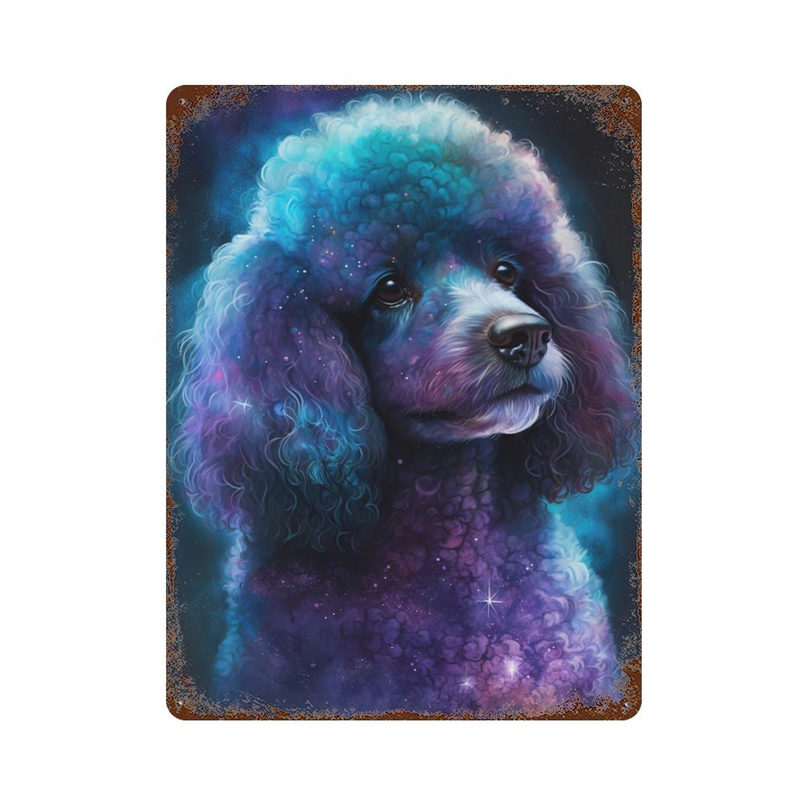 Cosmic Poodle Art Print-20 15.7"x11.8" Weathered Tin Sign, Rustic Home Decor for Living Room, Hallway And Home Decor