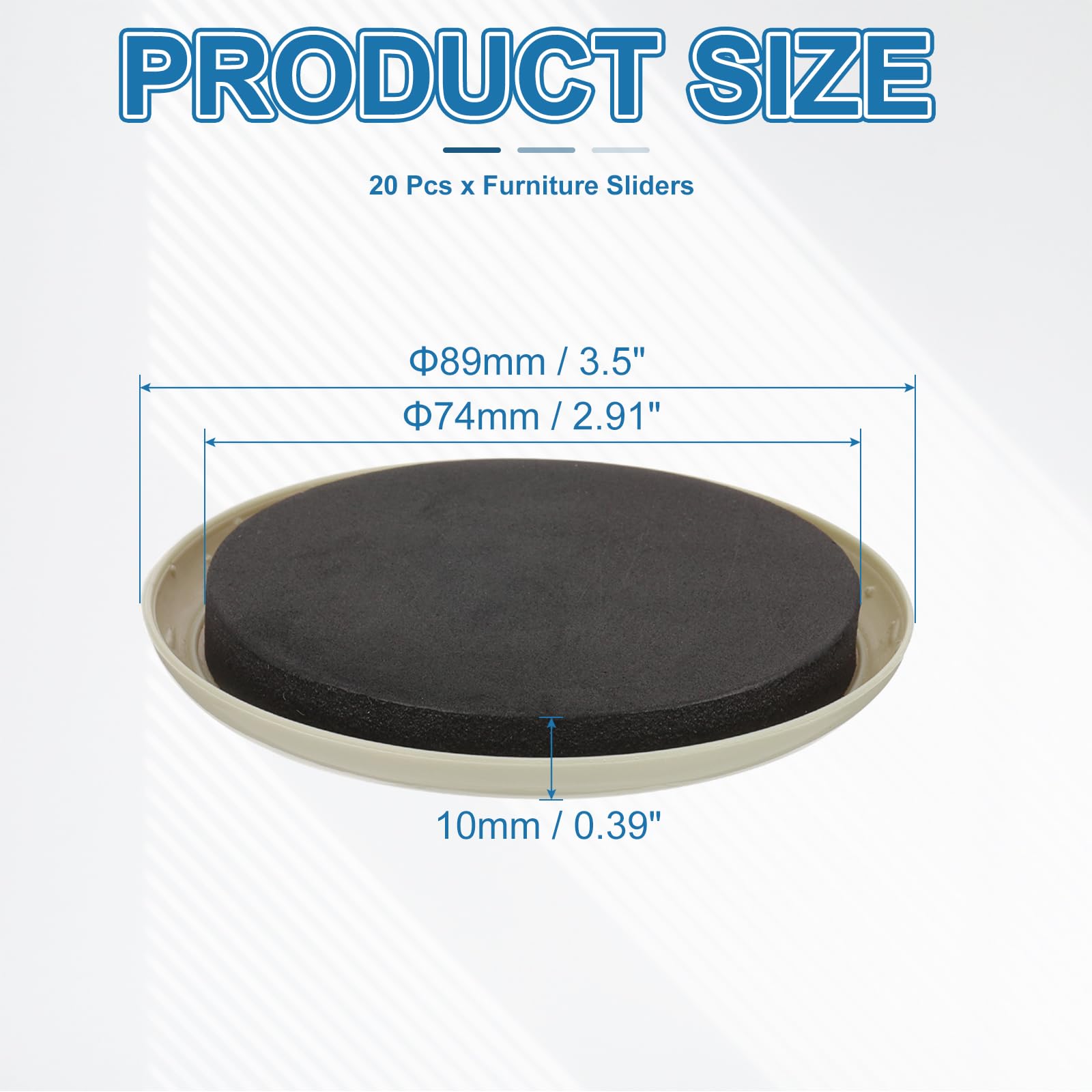 PATIKIL 3.5'' Furniture Sliders,20 Pcs Round Reusable Moving Furniture Sliders Pads Protectors for Carpet Heavy Furnishing Mover Floor Protectors Surface Protection Sofa - Image 2