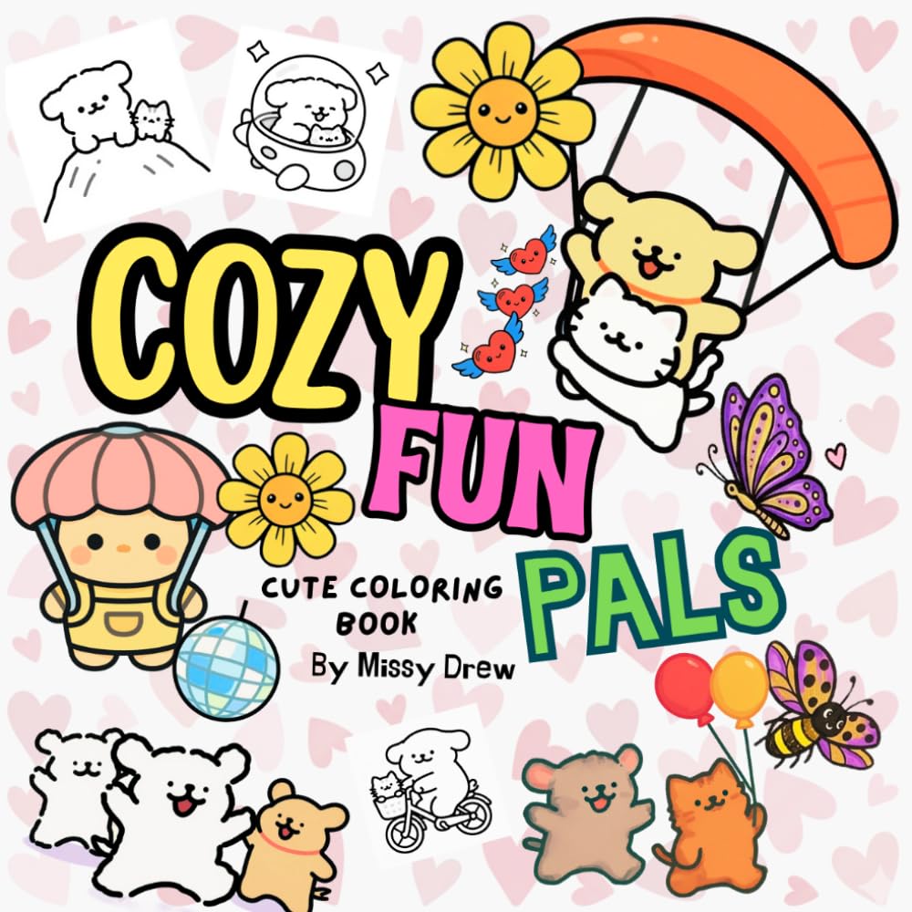 Cozy Fun Pals: Cute Coloring Book for Adults and Kids