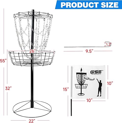 Miniatura 9 de GSE PRO - Cesta portátil de disco para golf, 12 cadenas24 cadenas, cestas de golf de disco volador de metal, cestas de práctica de golf de disco