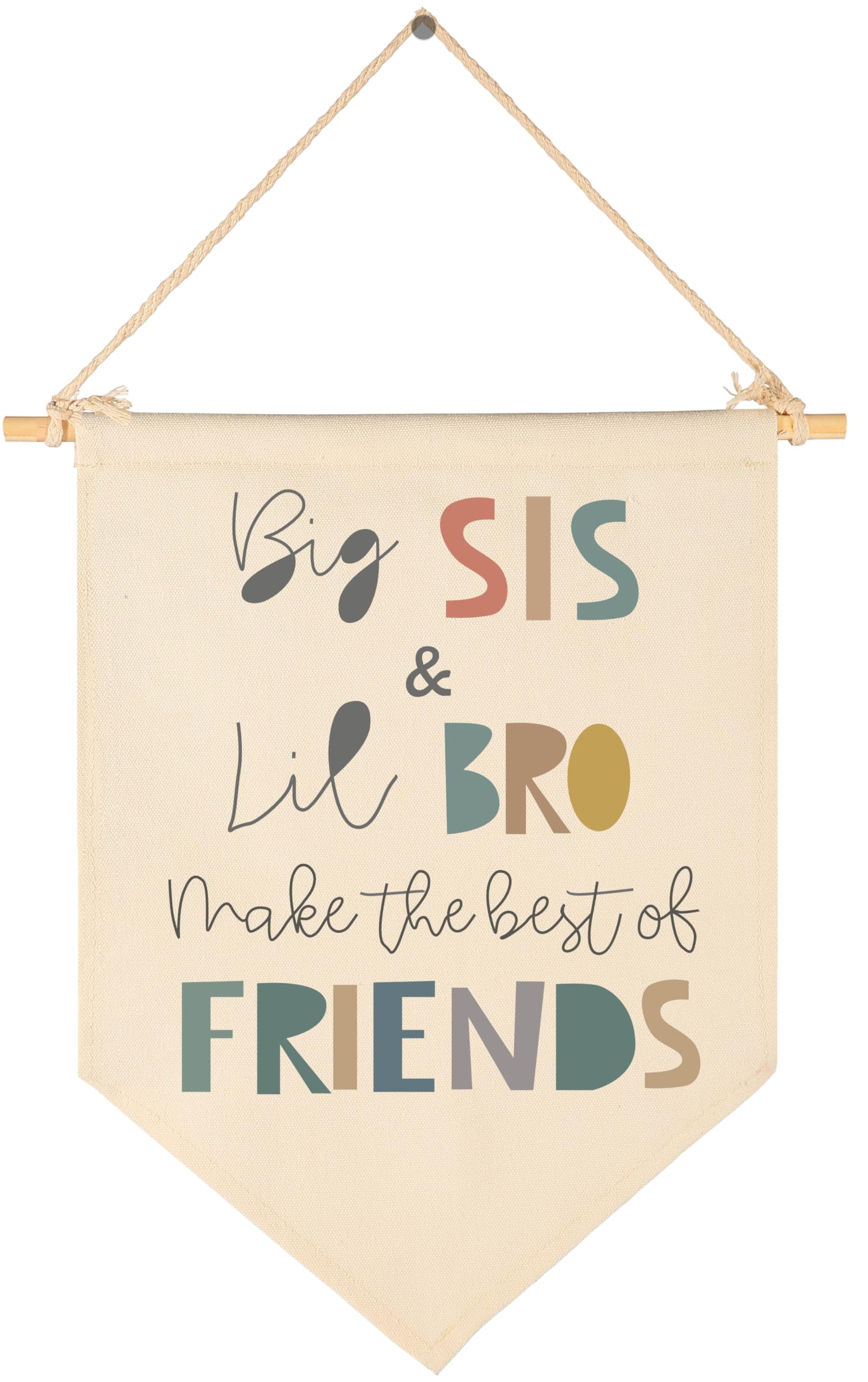 Big Sis Lil Bro Make The Best Friends-Big Sister,Little Brother-Sibling Wall Gift for Baby Boys Girl Kids-Canvas Pennant Banner Pennant Wall Decor Gift for Nursery Baby Room Playroom