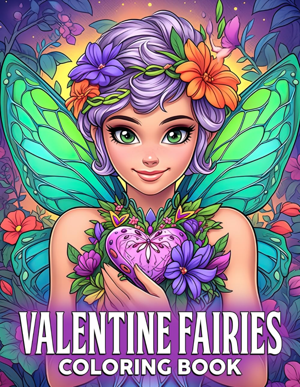 Valentine Fairies Coloring Book: Fantasy Faerie Coloring Pages Featuring Love in Bloom Creatures And More For Adults Teens To Provide Stress Relief &