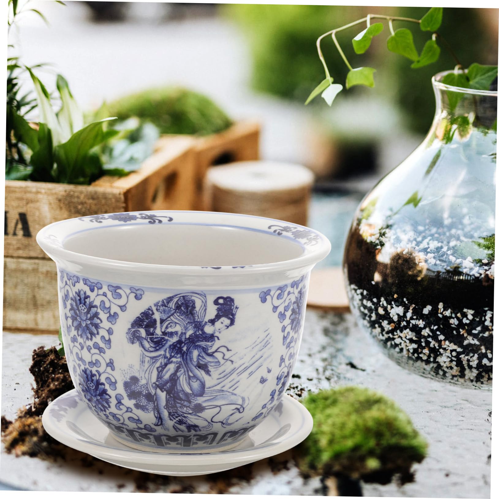 Ceramiczny Doniczkowy z Podstawką Do Sukulentów Elegancki Ceramiczny Doniczka Rośliny Idealny Do Kwiatów i Sukulentów Średnicy Ozdobny Akcent