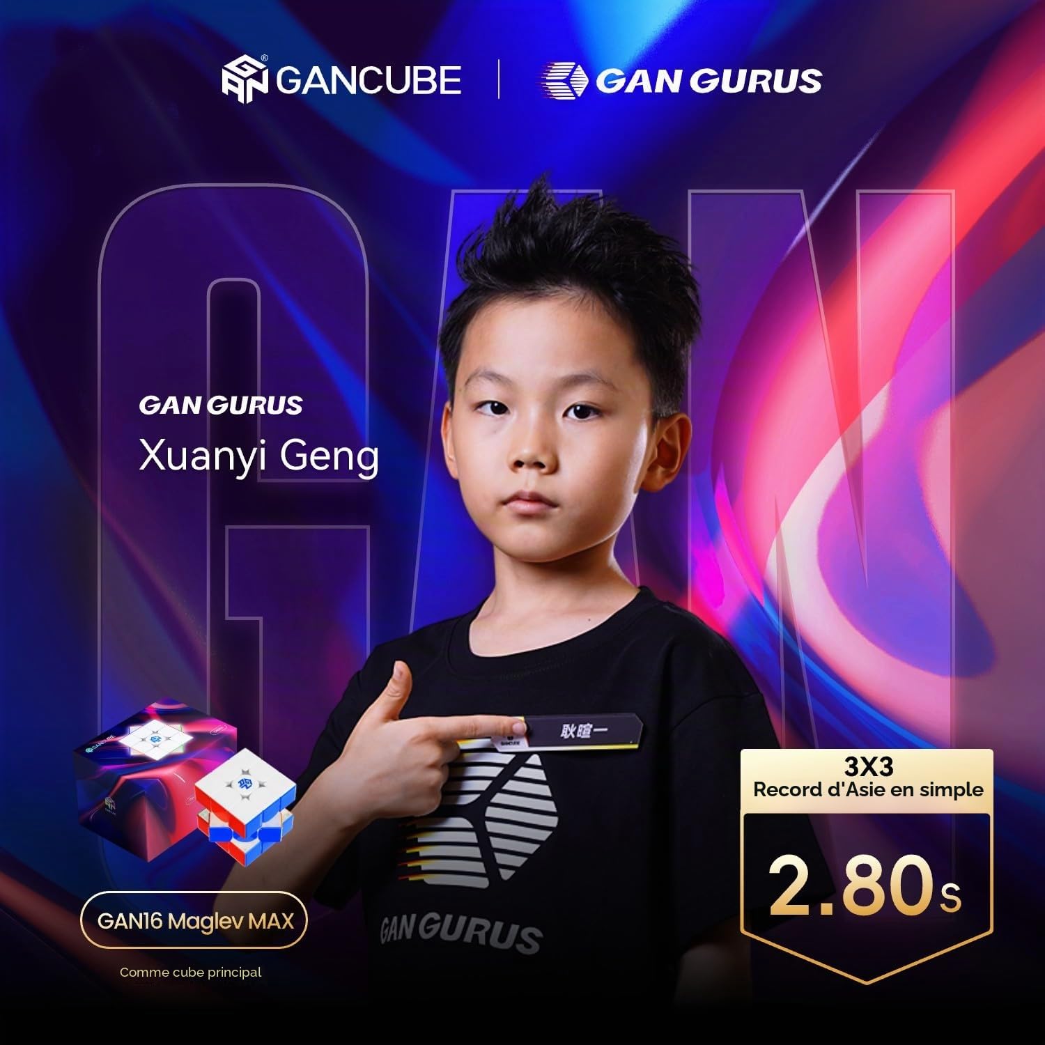 GAN 16 Maglev Max Speed Cube, Cube de Vitesse 3x3 Magnétique, Puissance Stabilité Sensation Max Cube de Vitesse Professionnel, Casse-tête Cérébral pour Enfants et Adultes(Maglev Max)