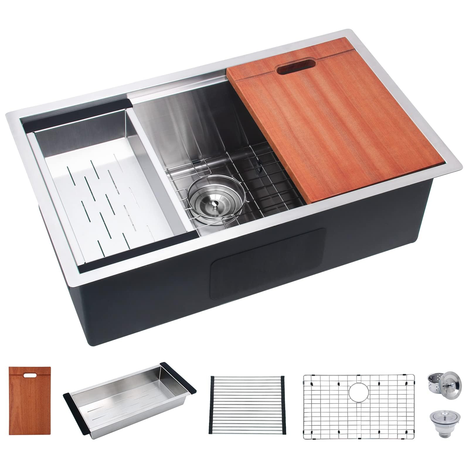 Davivy 27 x 18 x 10 Inch Undermount Kitchen Sink,16 Gauge Stainless Steel Kitchen Sink,Single Bowl Kitchen Sink,Workstation Kitchen Sink