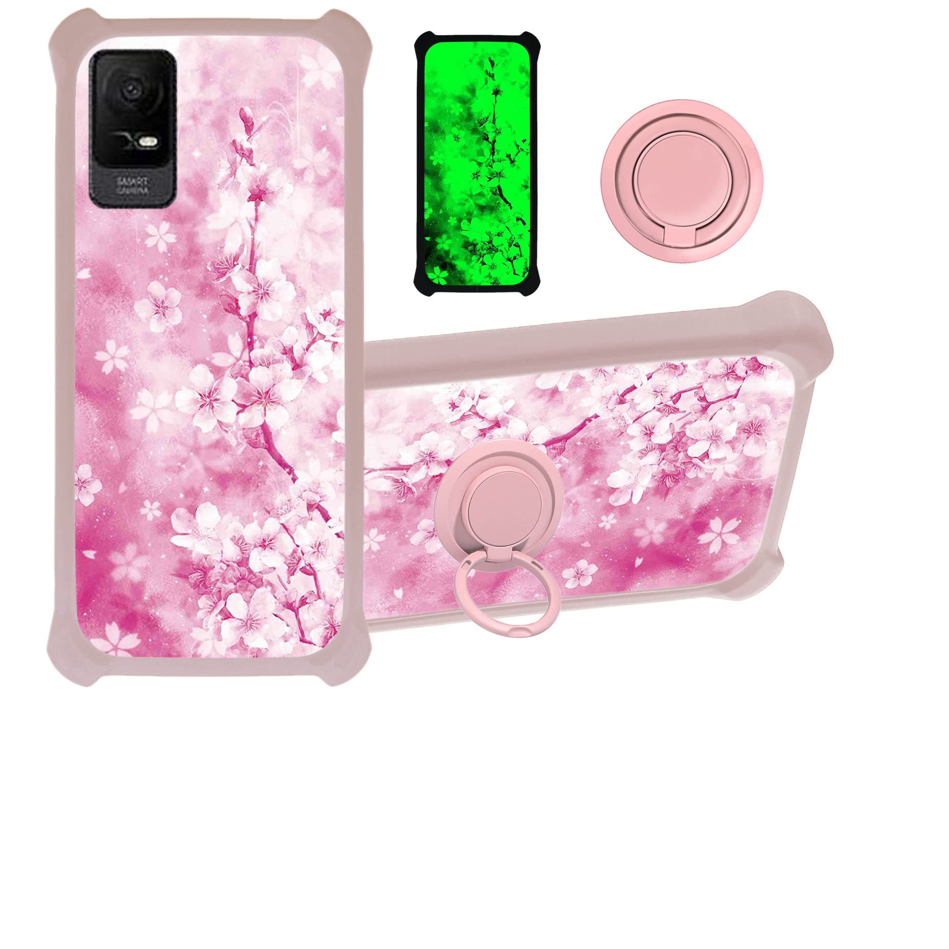 jioeuinly Case for TCL Ion X Case Compatible with TCL Ion X Phone Case Cover [with Tempered Glass Screen Protector][Hard PC + Soft Silicone][Ring Support] [Luminous Effect] YGF-MH