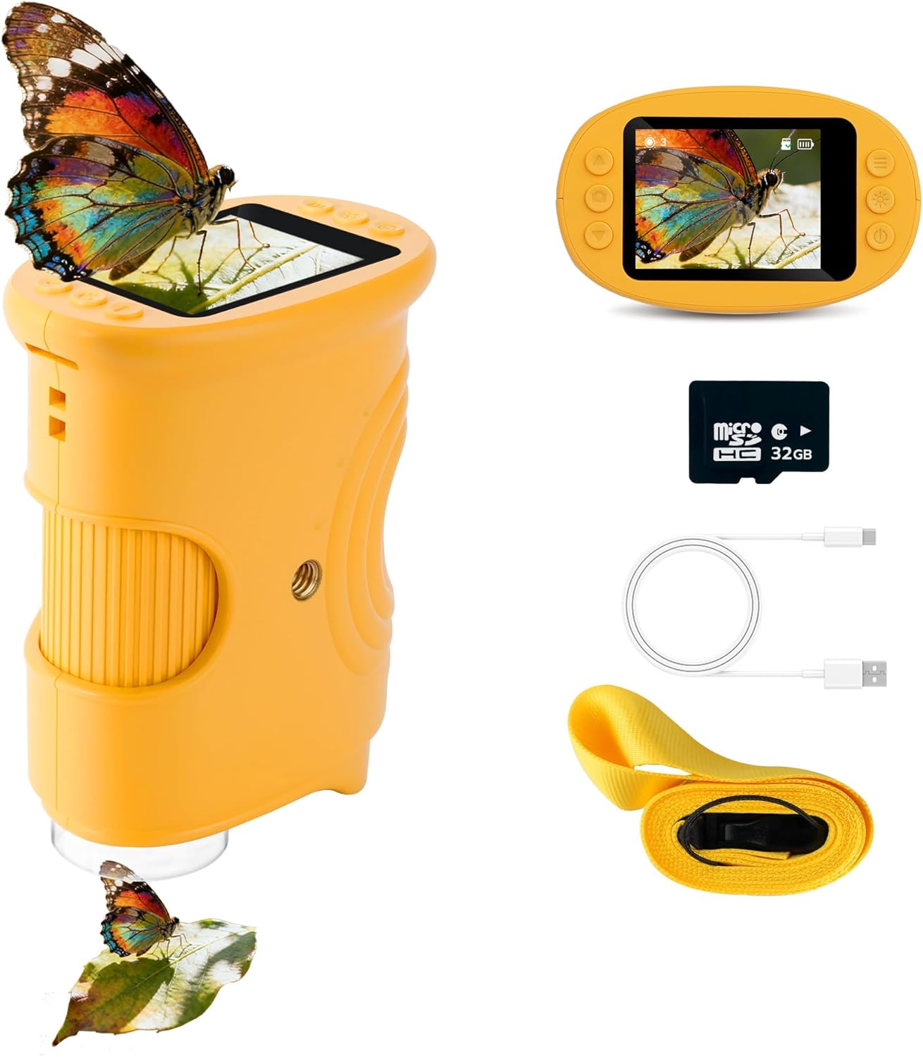 Wigearss 1000X Handheld Digital Microscope for Kids,2MP HD Portable Science Toy with LED Lights & 2" Screen,Rechargeable STEM Educational Gift for Boys Girls Children Students Age 4 5 6 7 8 9 10 11 12