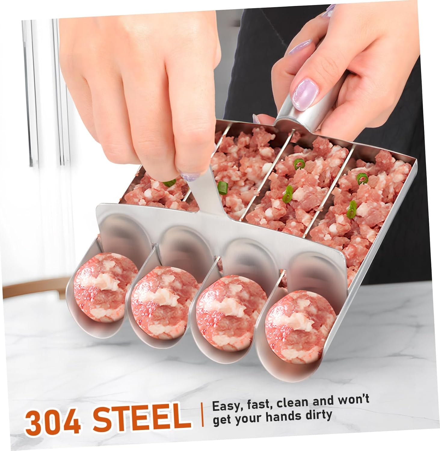 Non-stick Meatball Shaping Tool Manual Meatball Maker Stainless Steel Maker for Beef Fish Shrimp Vegetable Balls Cooking Tool