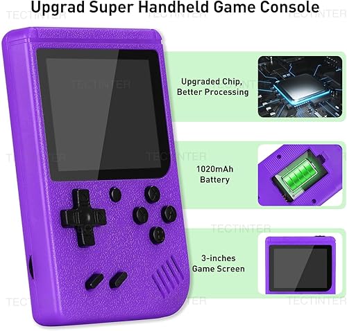 Miniatura 4 de Consola de juegos de mano retro, consolas portátiles de videojuegos retro 500 juegos clásicos FC, batería recargable de pantalla de 3.0 pulgadas