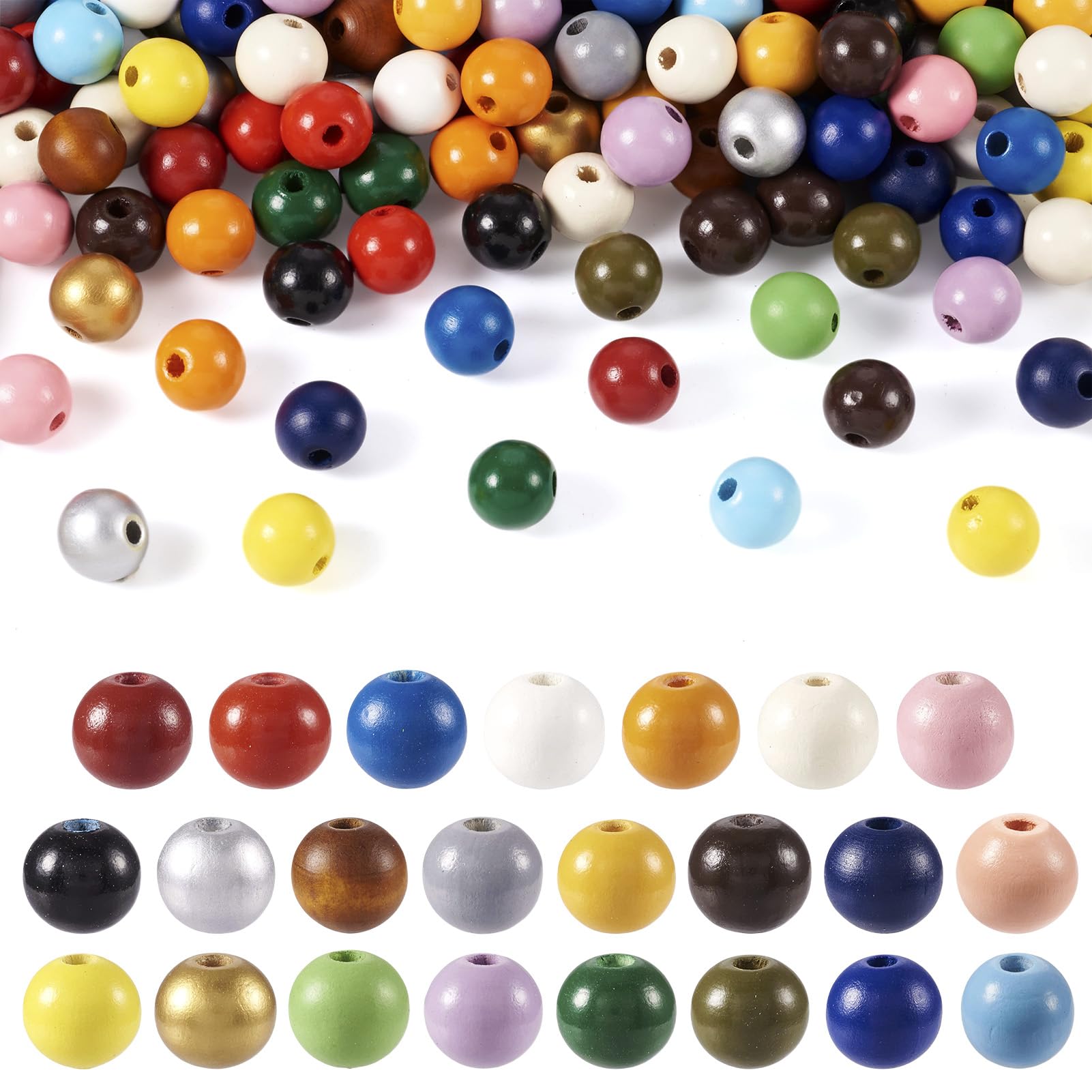 800 cuentas sueltas de madera ovalada natural, 4 colores, cuentas espaciadoras de tubo de madera para joyería, manualidades, collares, pulseras, pendientes, agujero: 3 mm [23 colores, 16 mm]