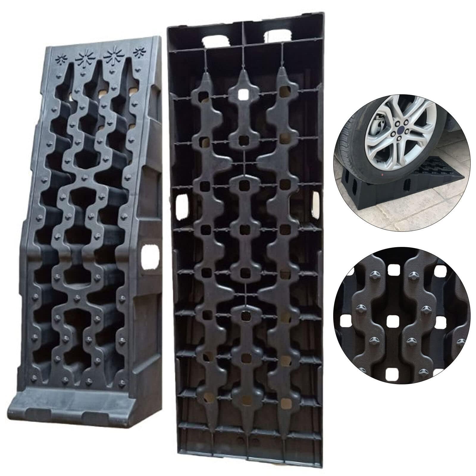 Rampa de carga de 7,25 toneladas/16000 libras hasta 245 mm, ruedas extraanchas, para coche, plástico, capacidad de carga de 7250 kg, 1 par