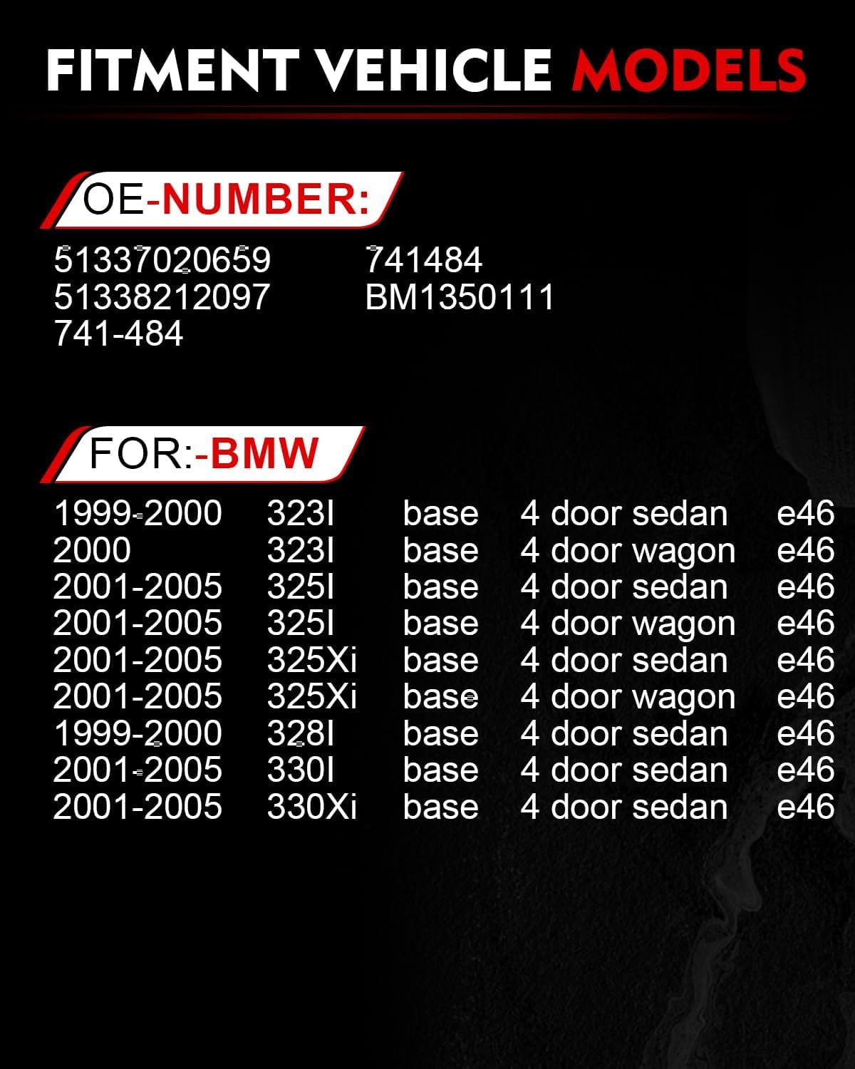 Front Left Driver Side Power Window Regulator with Motor for:-BMW E46 323I 1999-2000, 325I 2001-2005, 325Xi 2001-2005, 328I 1999-2000, 330I 2001-2005, 330Xi 2001-2005, 2 Pins Connector 741-484
