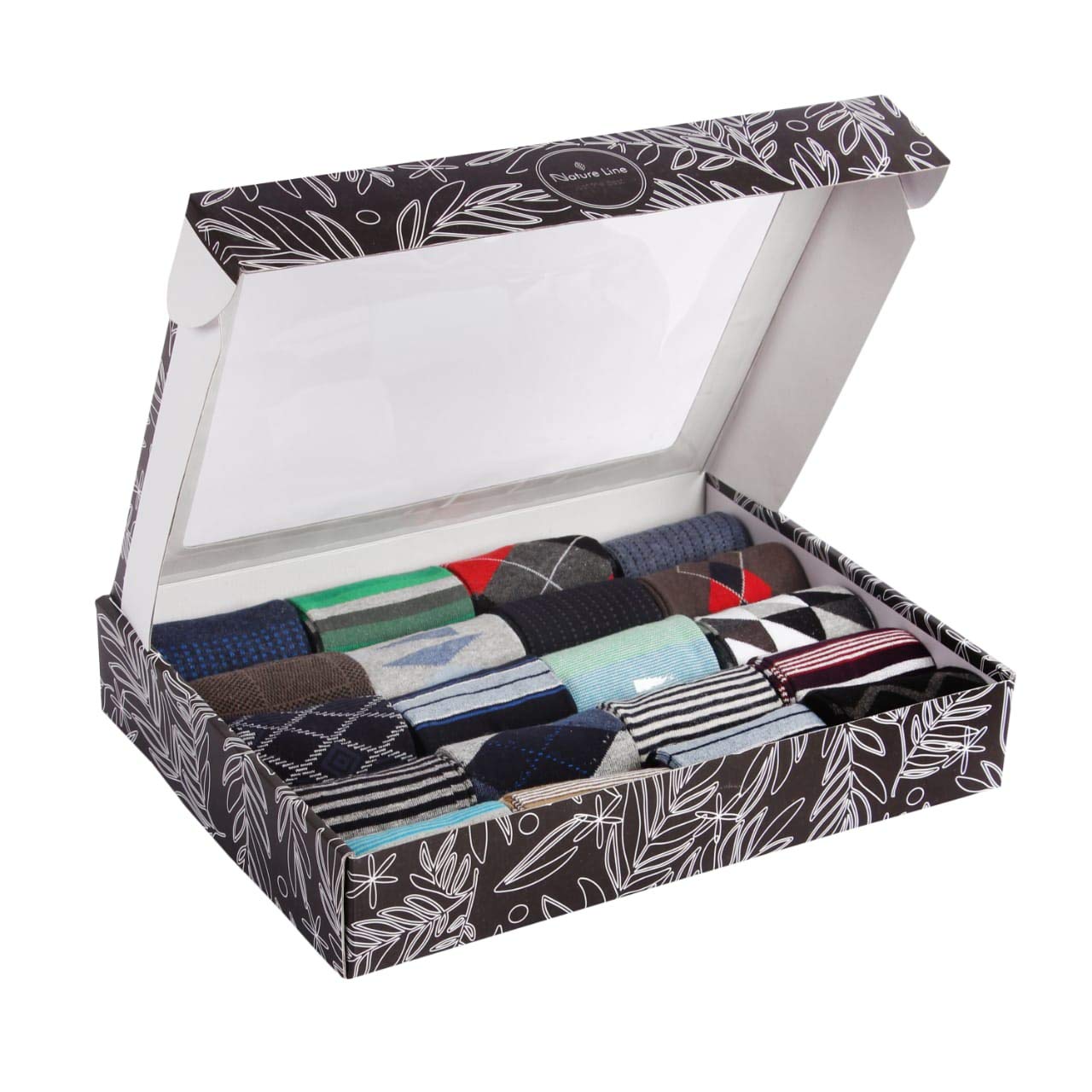 NATURE LINEMen's Dress Socks(Crew) - Assorted Colorful and Design Socks Elegant Packeging suitable for Gifting