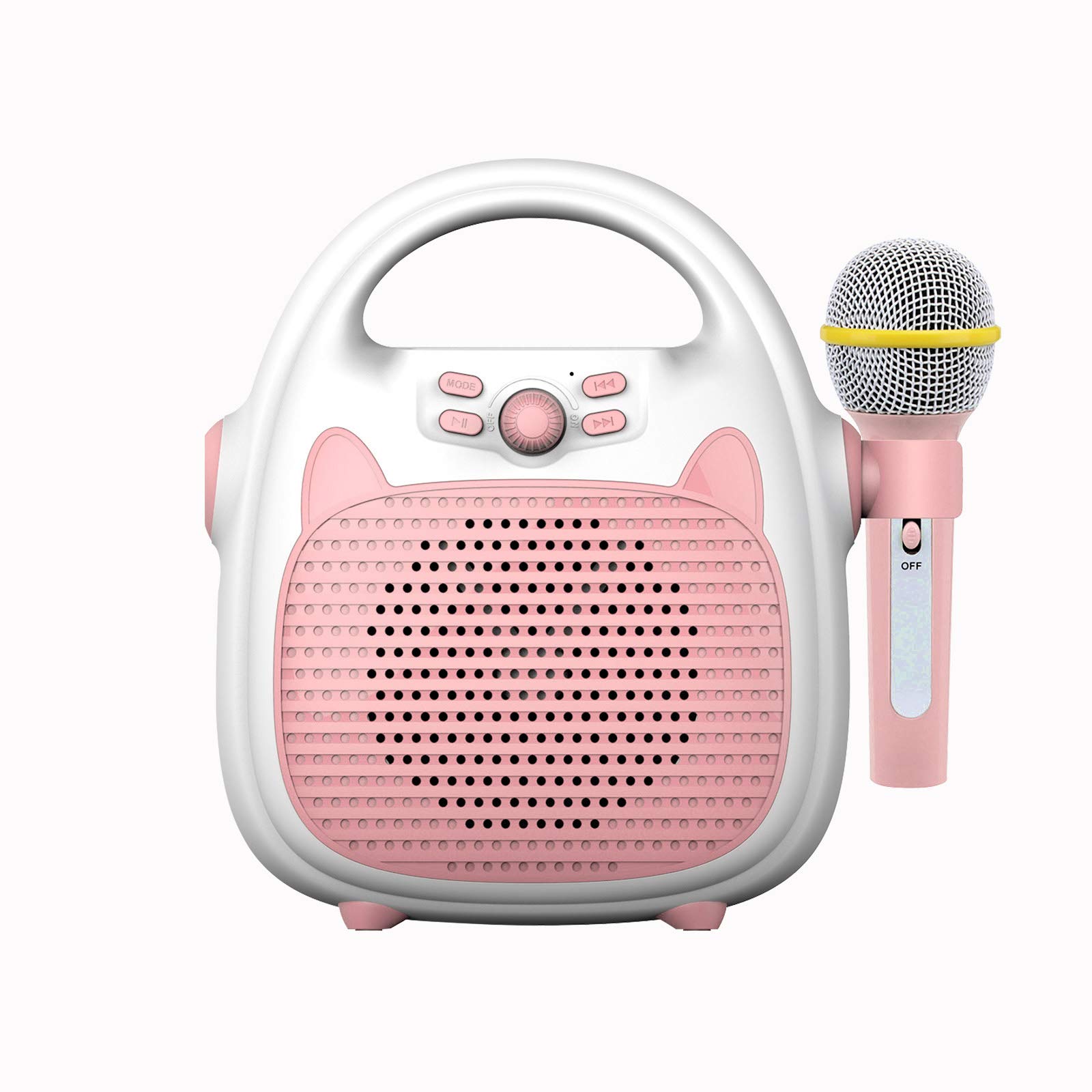 HUIOP Máquina de Karaoke Altavoz de Karaoke portátil Recargable con micrófono BT/Tarjeta de Memoria/Luces de conectividad USB para niños y niñas,Karaoke para niños