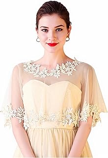 MisShow Women's Lace Appliques Shawls Wedding Bridal Cape Shoulder Covers Bolero