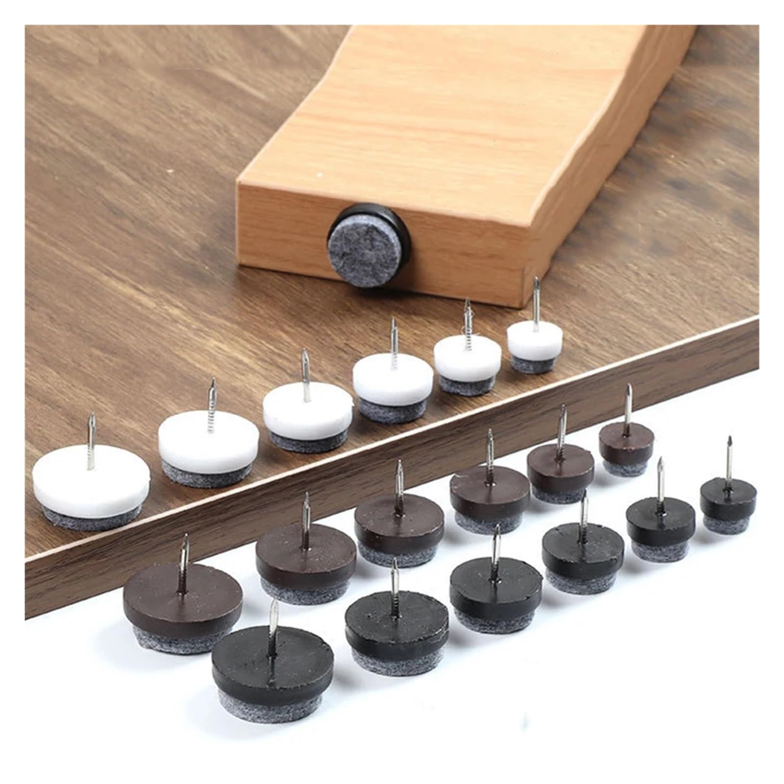 24 protectores de suelo para patas de sillas, color negro, blanco y marrón, 14 – 28 mm, alfombrilla redonda de fieltro para el hogar, protección del suelo, mesa, silla, patas de sofá